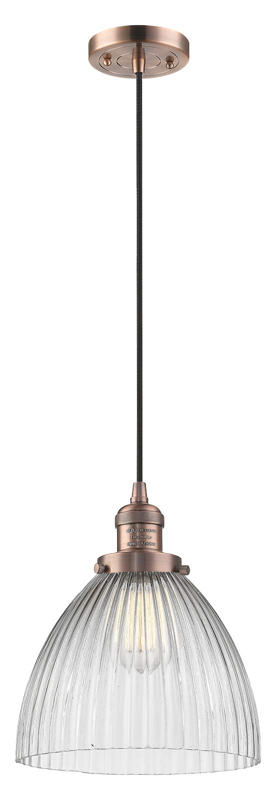 Vintage Copper Pendant Light Fixture - Single Bulb Hanging Chandelier for Dining Room, Kitchen Island, or Entryway Decor