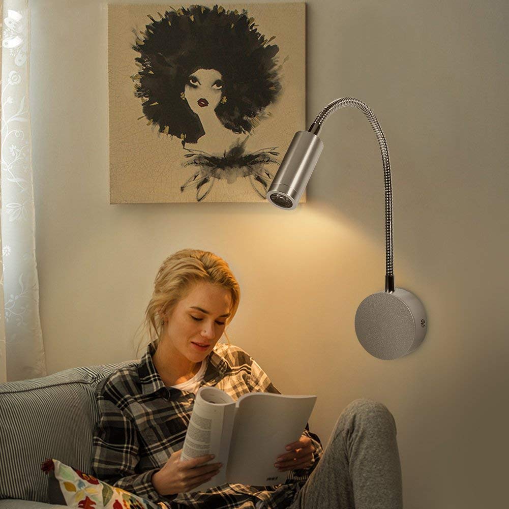 Flexible Gooseneck LED Bed Lamp - Minimalist Wall Mount Reading Light for Headboards, Home Office, Studio & Hotels | Perfect for Night Reading, Working & Ambient Lighting