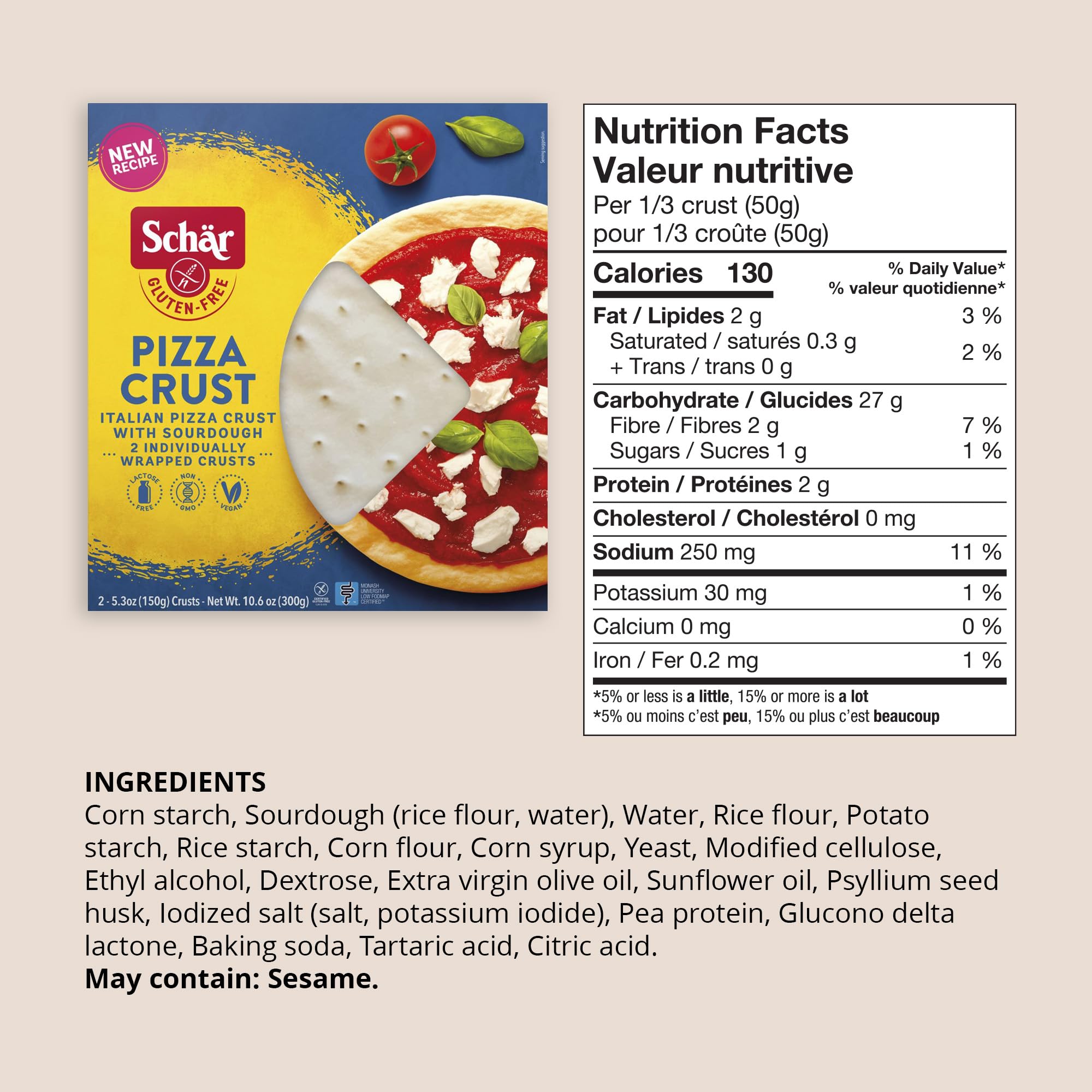 Schar Gluten Free Pizza Crusts - Non GMO, Vegan, Pre-Baked (2 Pack, 150g Each) | Quick & Delicious Homemade Pizza | Perfect for Family Dinners & Party Snacks