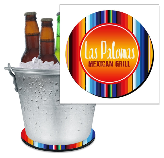 Personalized Beer Bucket Coaster with Mexican Blanket Design - Custom Name Bar Accessories for Parties, BBQs & Outdoor Events