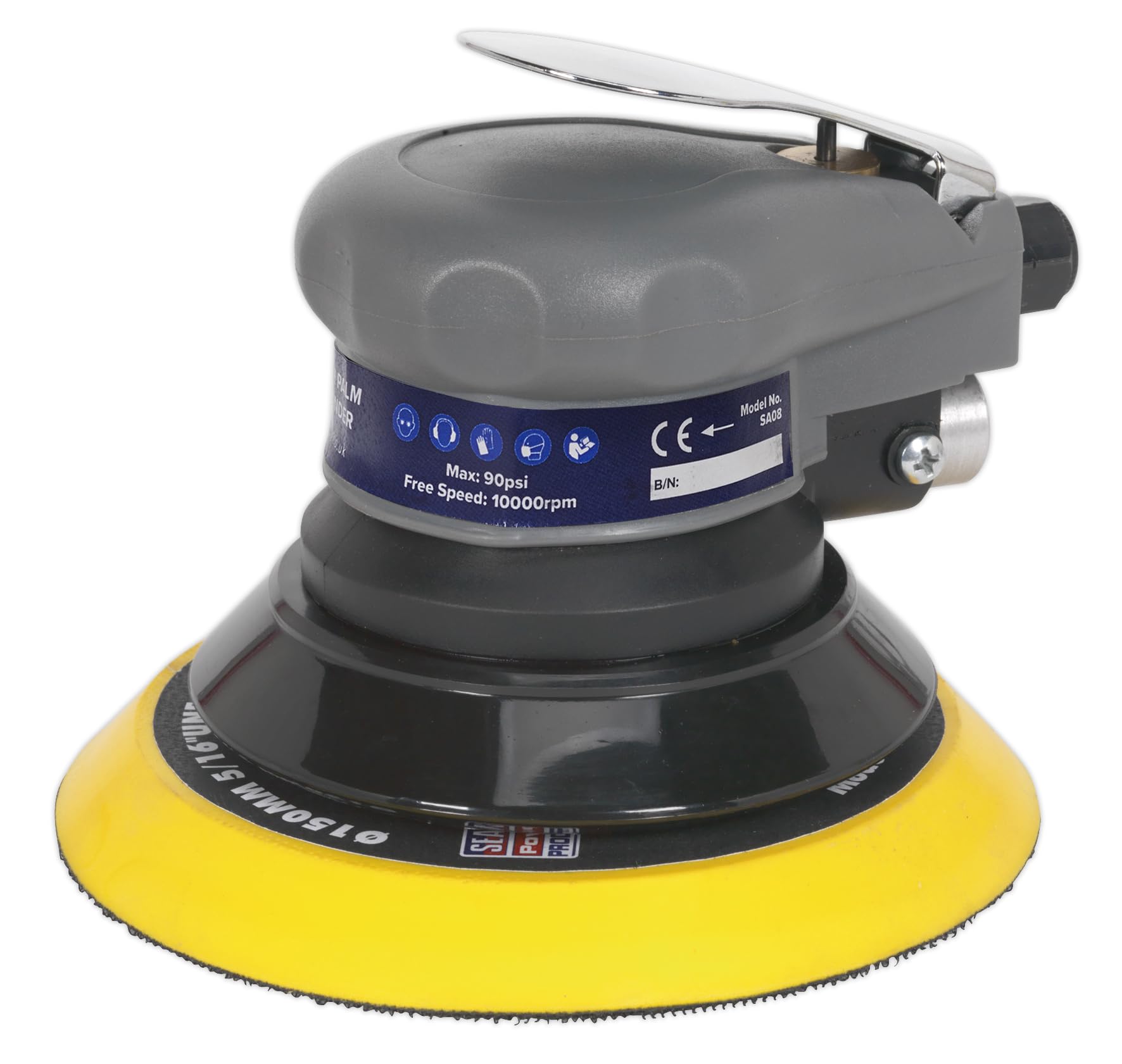 Sealey SA08 150mm Air Palm Orbital Sander - Professional Pneumatic Sanding Tool for Woodworking, Auto Body Repair & DIY Projects | Perfect for Smoothing Surfaces & Paint Prep