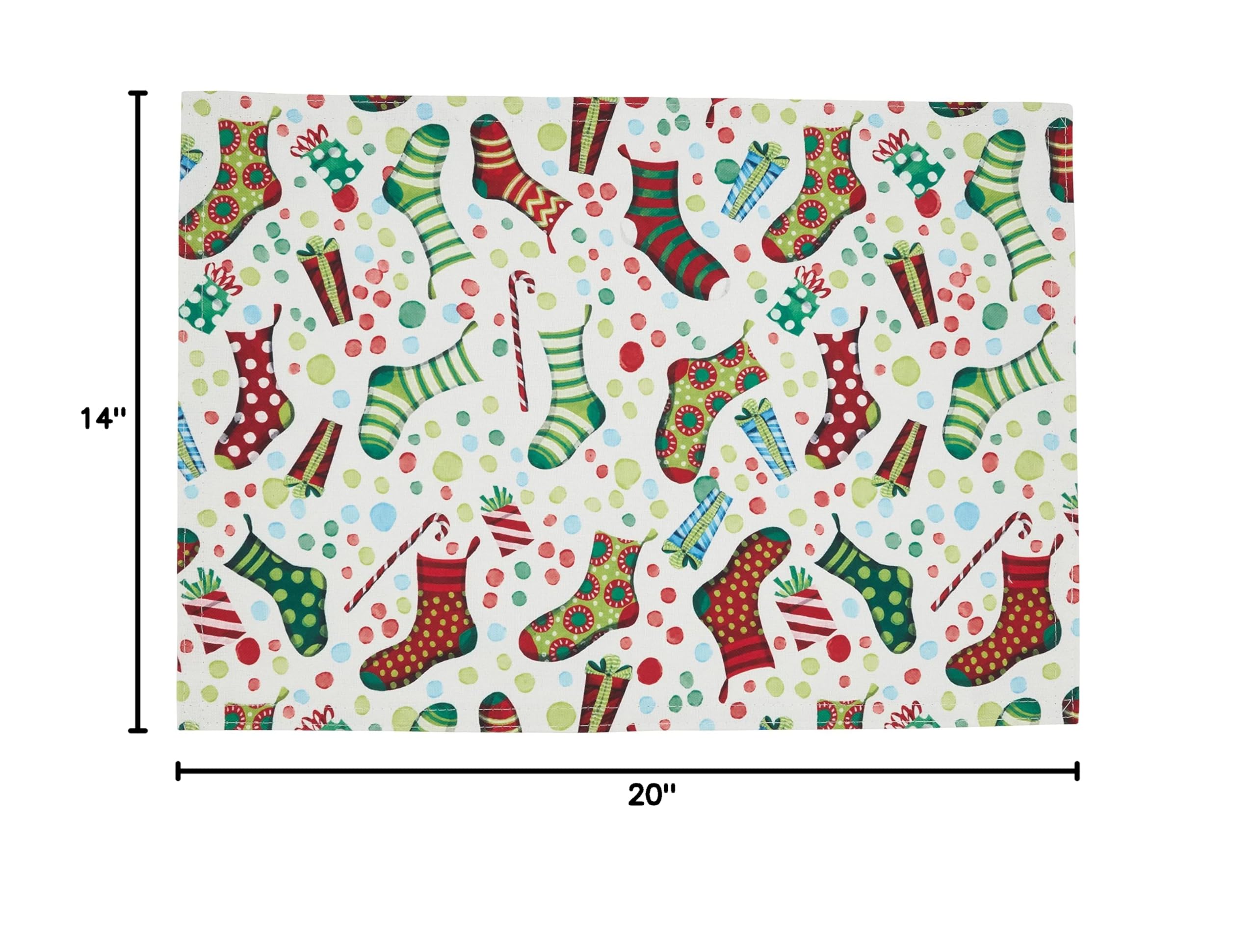 Christmas Stockings Placemats Set of 4 - Holiday Dining Decor for Christmas Table Setting, Party Dinner & Festive Home Decor