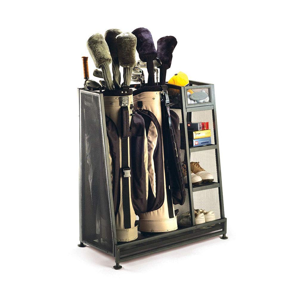 Heavy Duty Metal Golf Equipment Organizer & Storage Rack - Complete Golf Club Bag Holder for Garage, Basement, or Backyard Organization