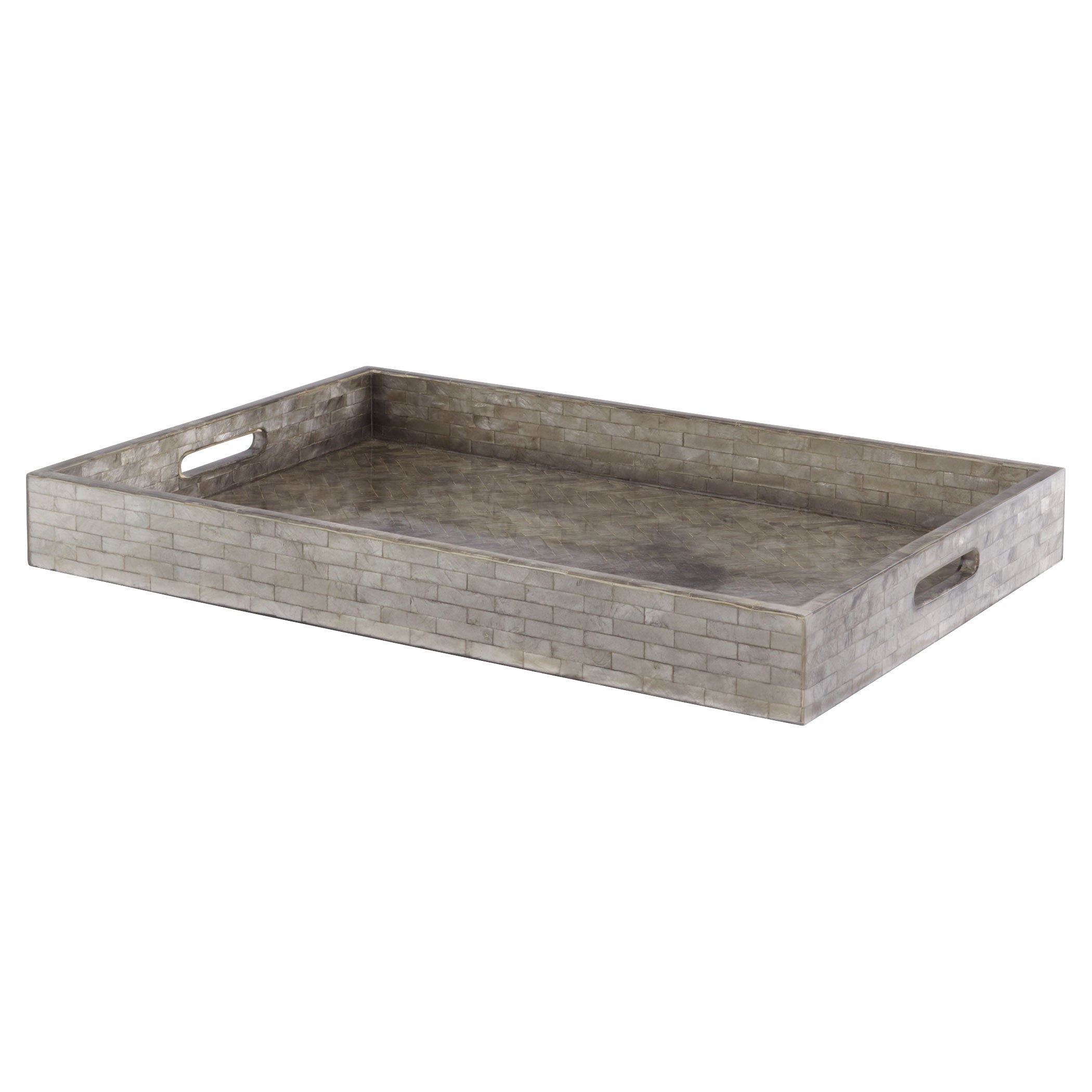 Cyan Design 11681 Triton Rectangle Serving Tray - Large Smoke Gray - Elegant Home Decor for Dining, Coffee Table, or Entryway Organization