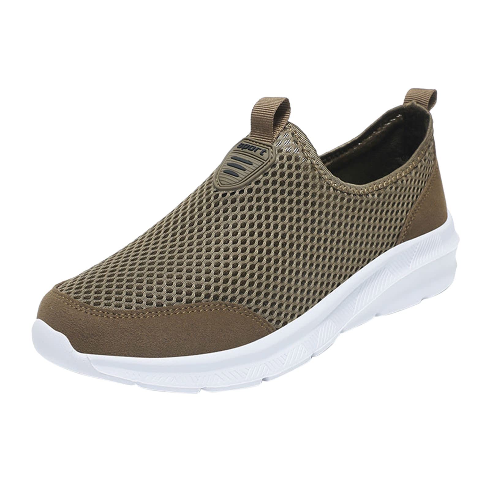 **Men's White Sneakers - Breathable Mesh Summer Casual Shoes for Wide Feet | Lace-Up Fashion Sneakers for Walking, Running & Everyday Wear**