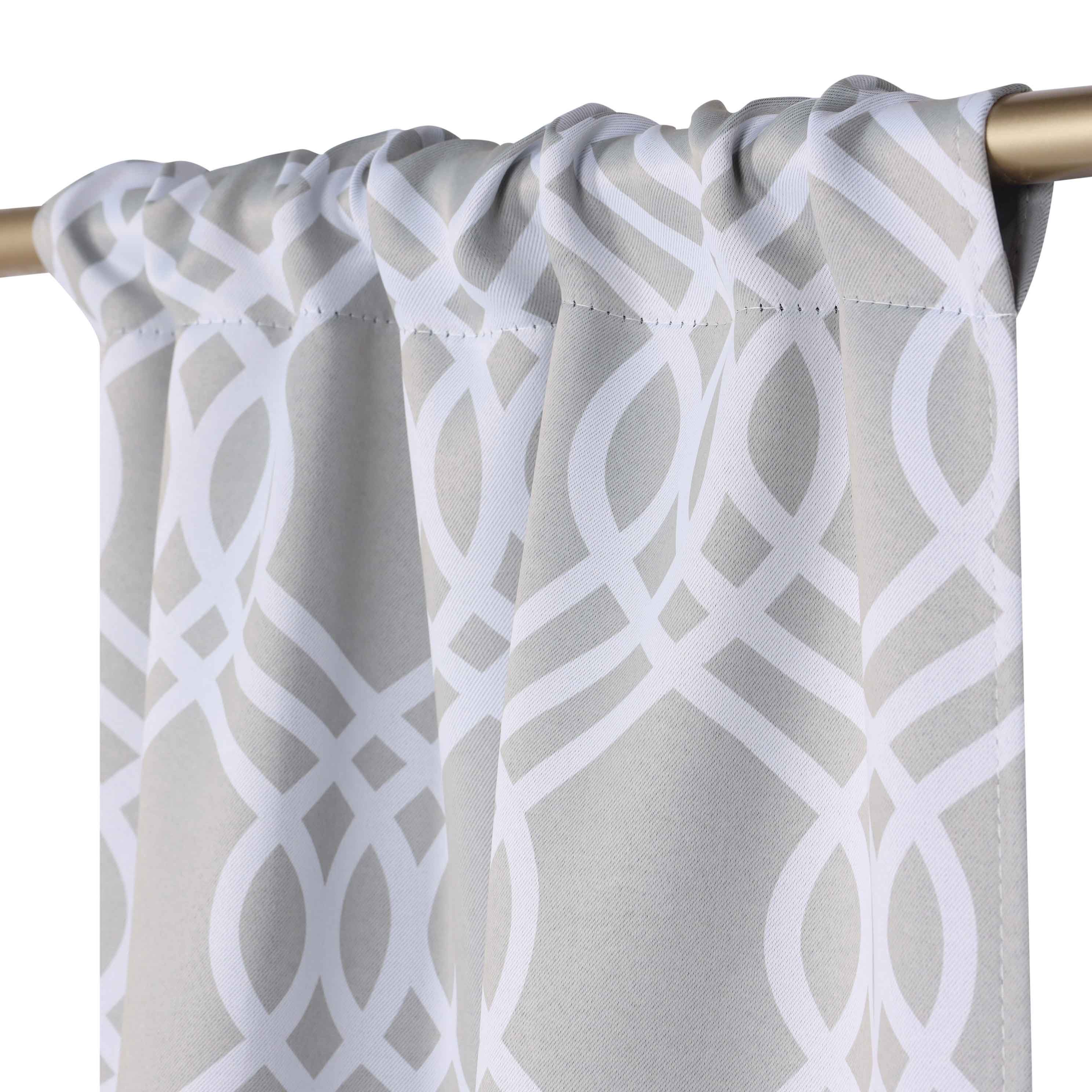 Blackout Curtains for Bedroom - Washable Room Darkening Ribbon Trellis Curtain Panel Set - Perfect for Nursery, Home Theater & Light Sleepers