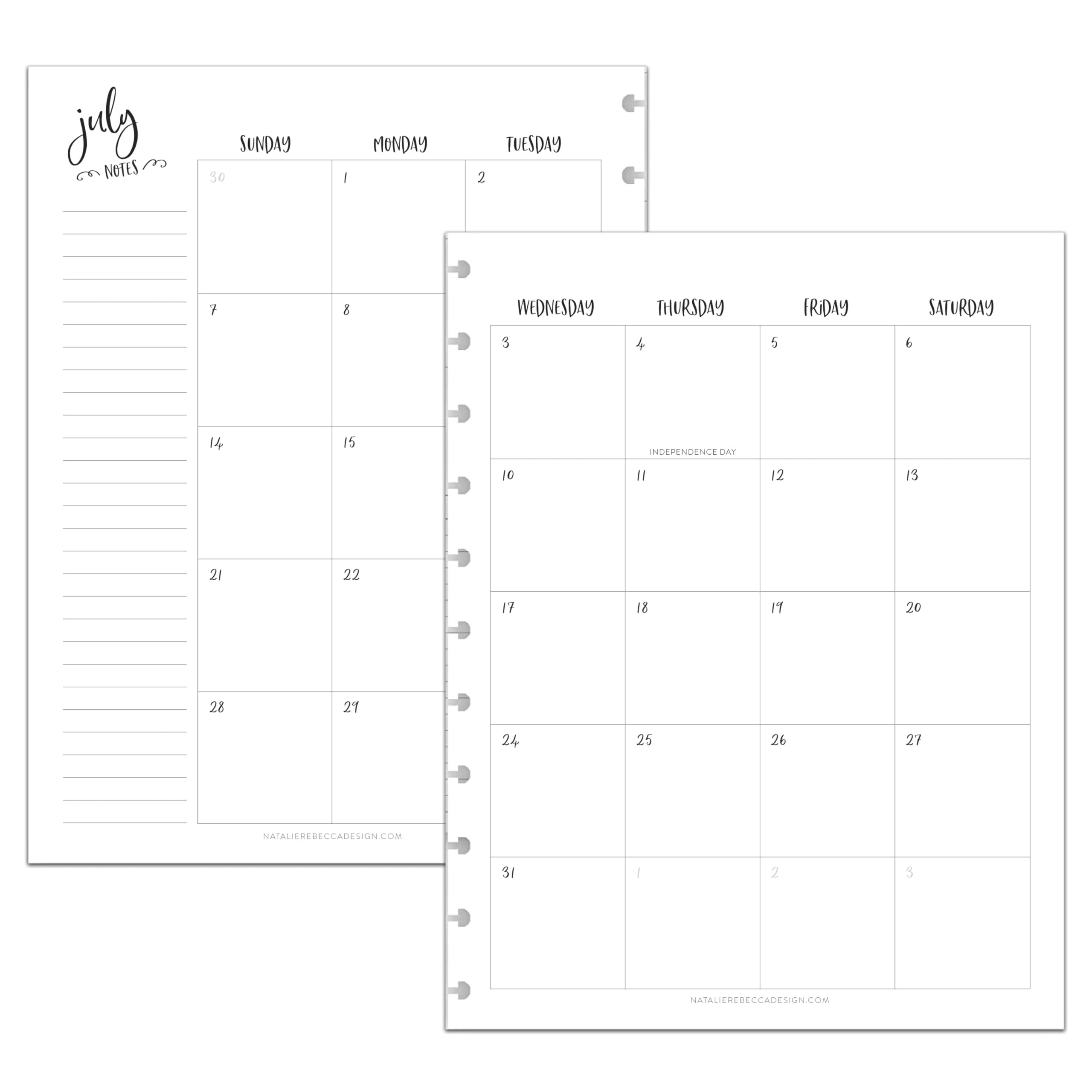 BetterNote July 2025 - June 2026 Academic Planner Refill for Discbound Notebooks - 8.5