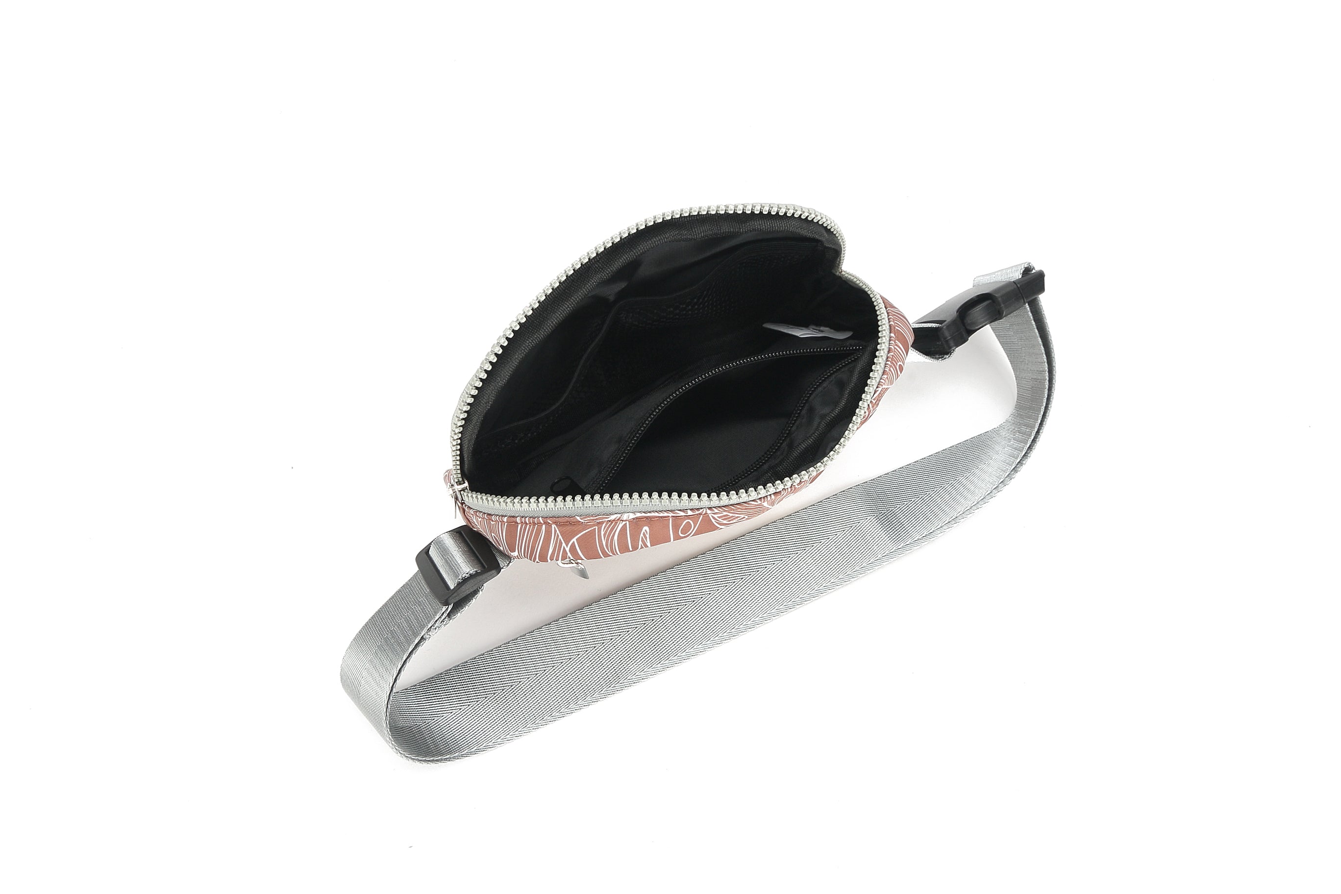 Jenna Monstera Lines Brown Belt Bag - Stylish Crossbody Fanny Pack for Women, Travel, Running & Everyday Use