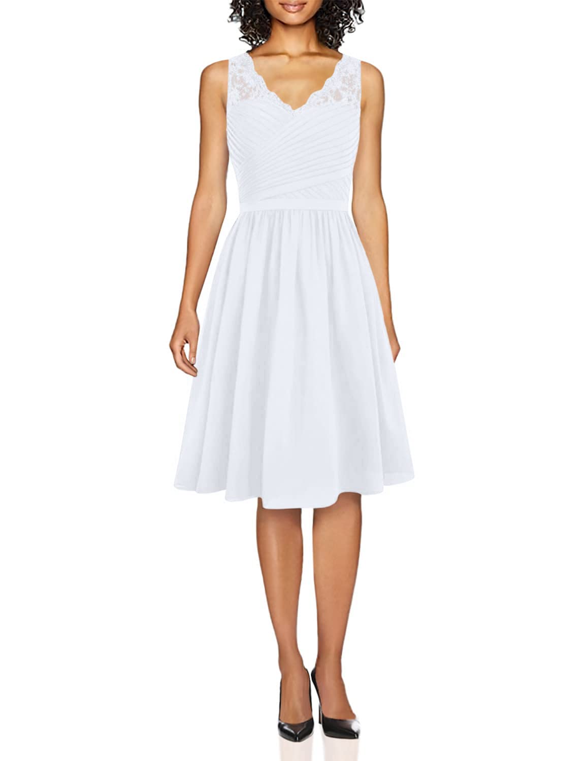 Elegant Lace Bridesmaid Dresses - Chiffon Short Wedding Guest Party Dresses for Bridal Shower, Bachelorette & Formal Events