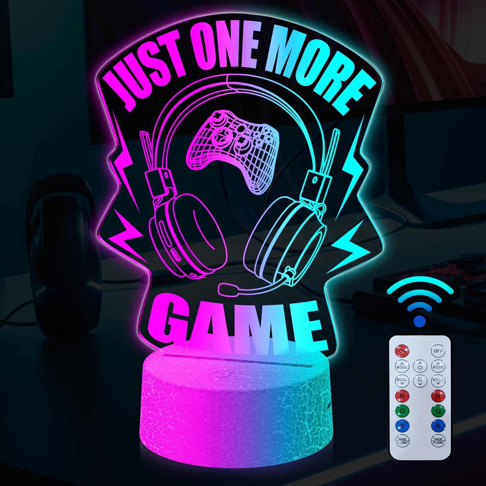 3D LED Gamer Room Decor for Teens - 21 Color Changing Video Game Lights with Remote & Touch Control - Perfect for Gaming Setups, Bedrooms & Holiday Gifts (Christmas, Birthday)