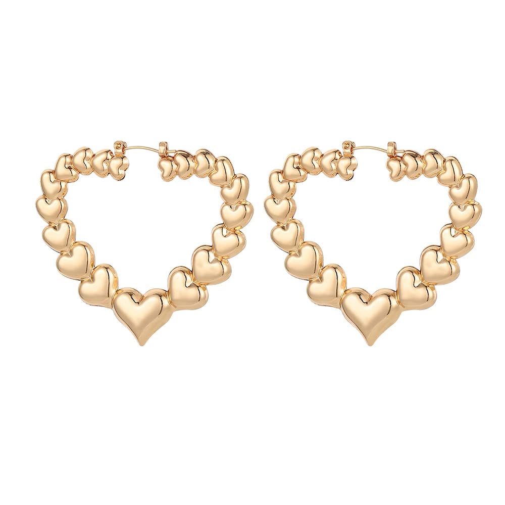 Large Love Heart Hoop Earrings - Chunky Heart Huggie Hoops, Bohemian Statement Stud Earrings for Women | Perfect for Weddings, Date Nights & Boho Fashion