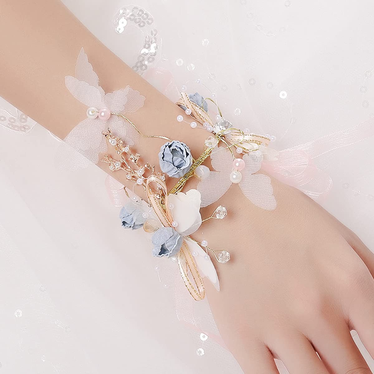 KUPARK Rose Butterfly Bridal Wrist Corsage - Fresh Silk Flower Bracelet for Bridesmaids, Wedding Party Accessories - Perfect for Bridal Showers, Bachelorette Parties & Garden Weddings