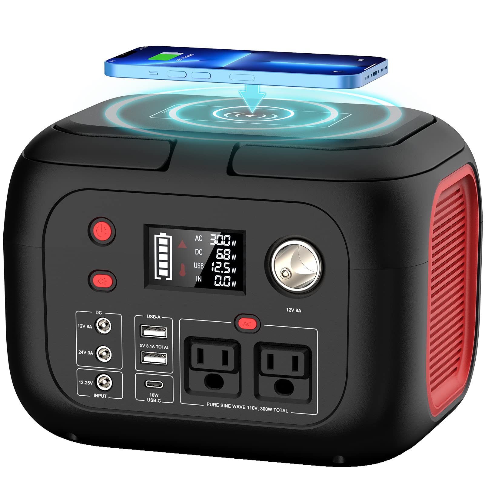 300W Portable Power Station with 228Wh Lithium Battery - Compact Solar Generator for Camping, Travel, Emergency & Outdoor Use - AC Outlet for Laptops, Phones & Small Appliances - Perfect for Power Outages, RV Trips & Off-Grid Adventures
