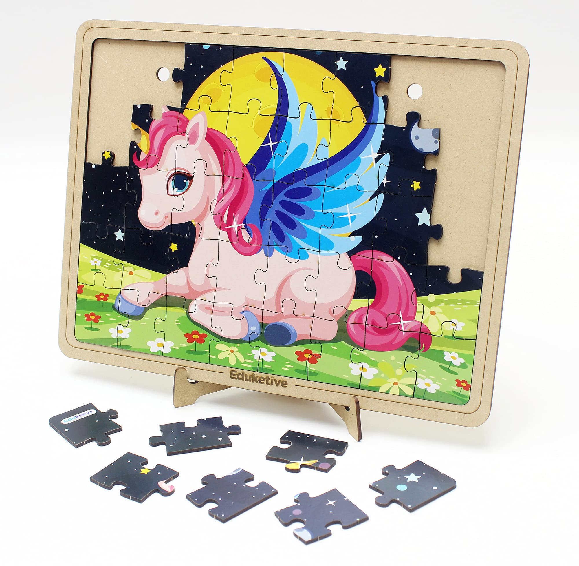 Eduketive Unicorn Jigsaw Puzzle - 40 Piece Decorative Puzzle with Stand for Kids Ages 3-9 | Preschool Learning Toy for Girls & Boys | Perfect for Birthday Gifts, Classroom Activities & Family Game Nights