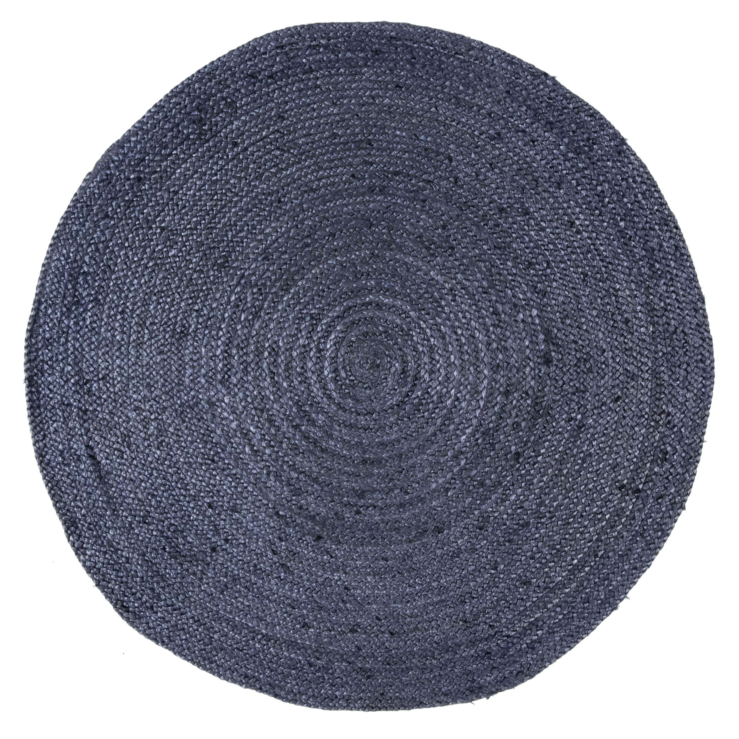 nuLOOM 8' Round Rigo Jute Hand Woven Area Rug - Navy Blue Solid Farmhouse Design, Natural Fiber Rug for Bedroom, Living Room, Dining Room, Hallway, Office, Kitchen & Entryway | Perfect for Boho, Coastal & Rustic Home Decor