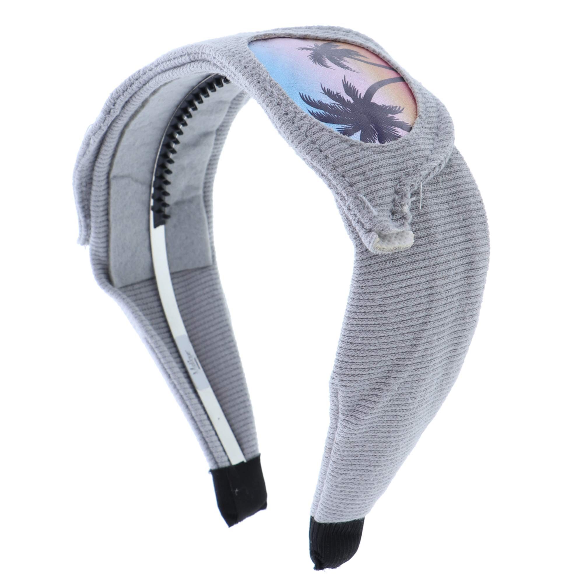 Fun Summer Look Knit Headband With Palm Tree Sunglasses For Girls - Grey - Beach Vacation & Outdoor Activities Accessory