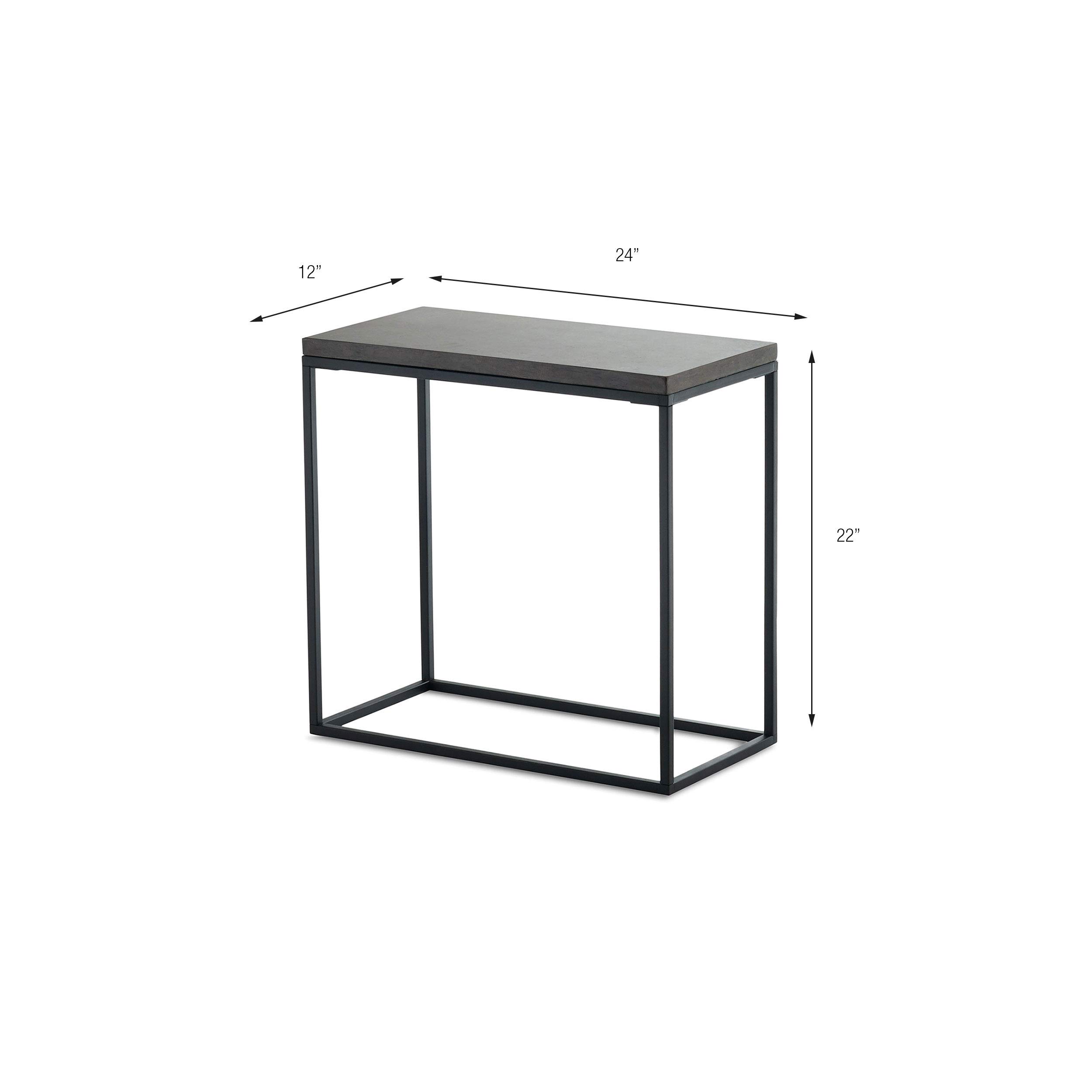 Pietra Rectangle Side Table - Modern Cement & Metal Accent End Table in Black | Perfect for Living Room, Bedroom, or Office Decor