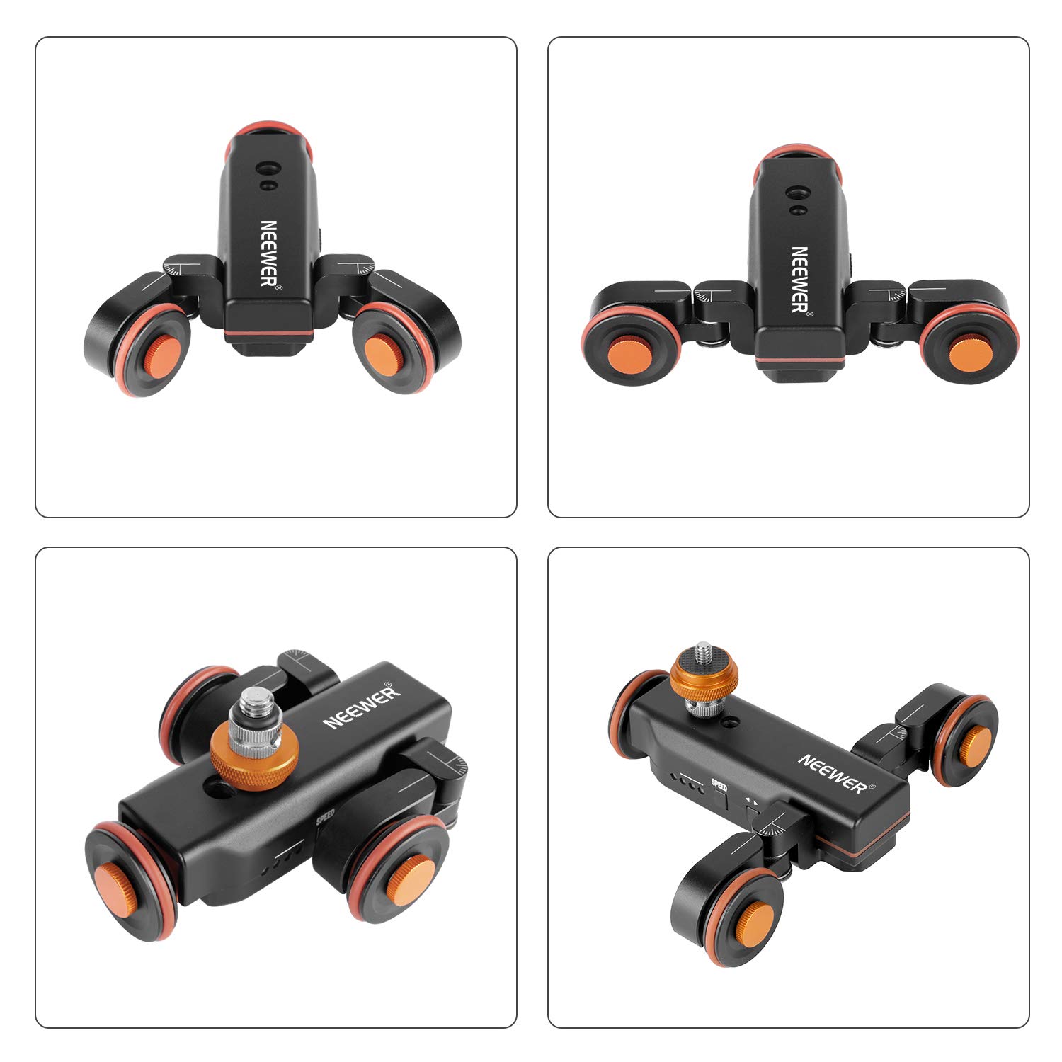 Neewer 3-Wheel Wireless Motorized Camera Dolly with Remote Control - 3-Speed Electric Track Slider for DSLR, Camcorder, GoPro, iPhone & Android Smartphones - Perfect for Smooth Video Shoots, Vlogging & Film Making