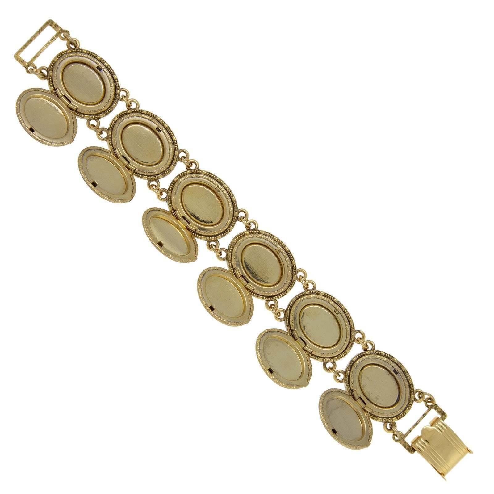 1928 Jewelry Vintage Etched Vine Oval Locket Link Bracelet - Perfect for Weddings, Anniversaries & Special Occasions