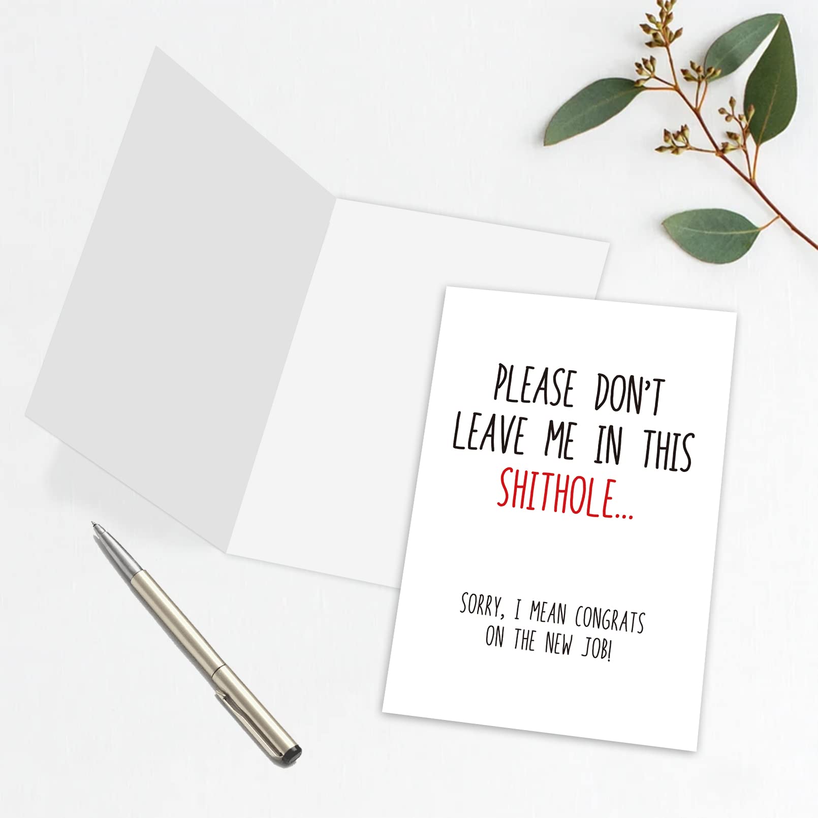 Funny Rude Coworker Goodbye Card - 'Don't Leave Me in This Shithole' New Job Congratulations Greeting Card | Perfect for Office Farewells, Retirement Parties & Funny Workplace Gifts