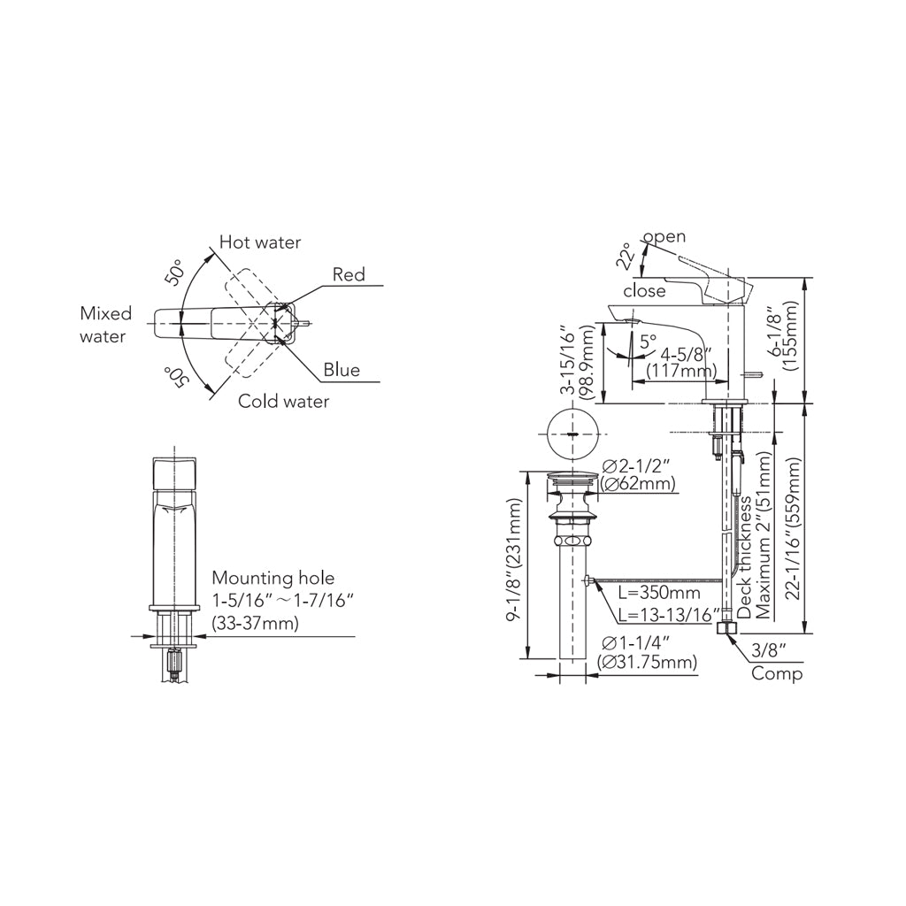 GE Single Hole Bathroom Faucet - 7