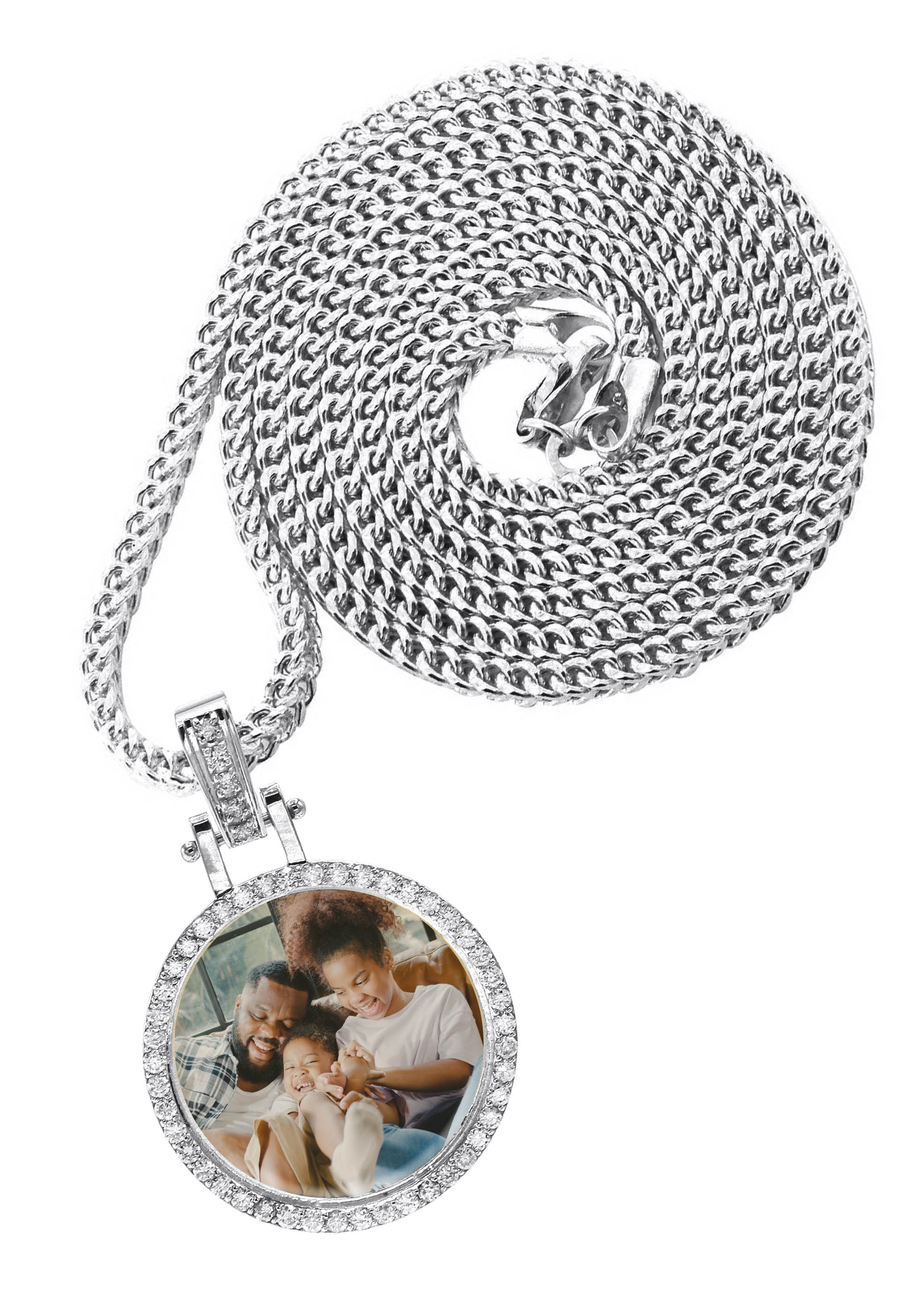 10K/14K White Gold Diamond Round Picture Pendant Necklace - 0.50 Carat | Elegant Jewelry Gift for Women, Perfect for Anniversaries, Birthdays & Special Occasions