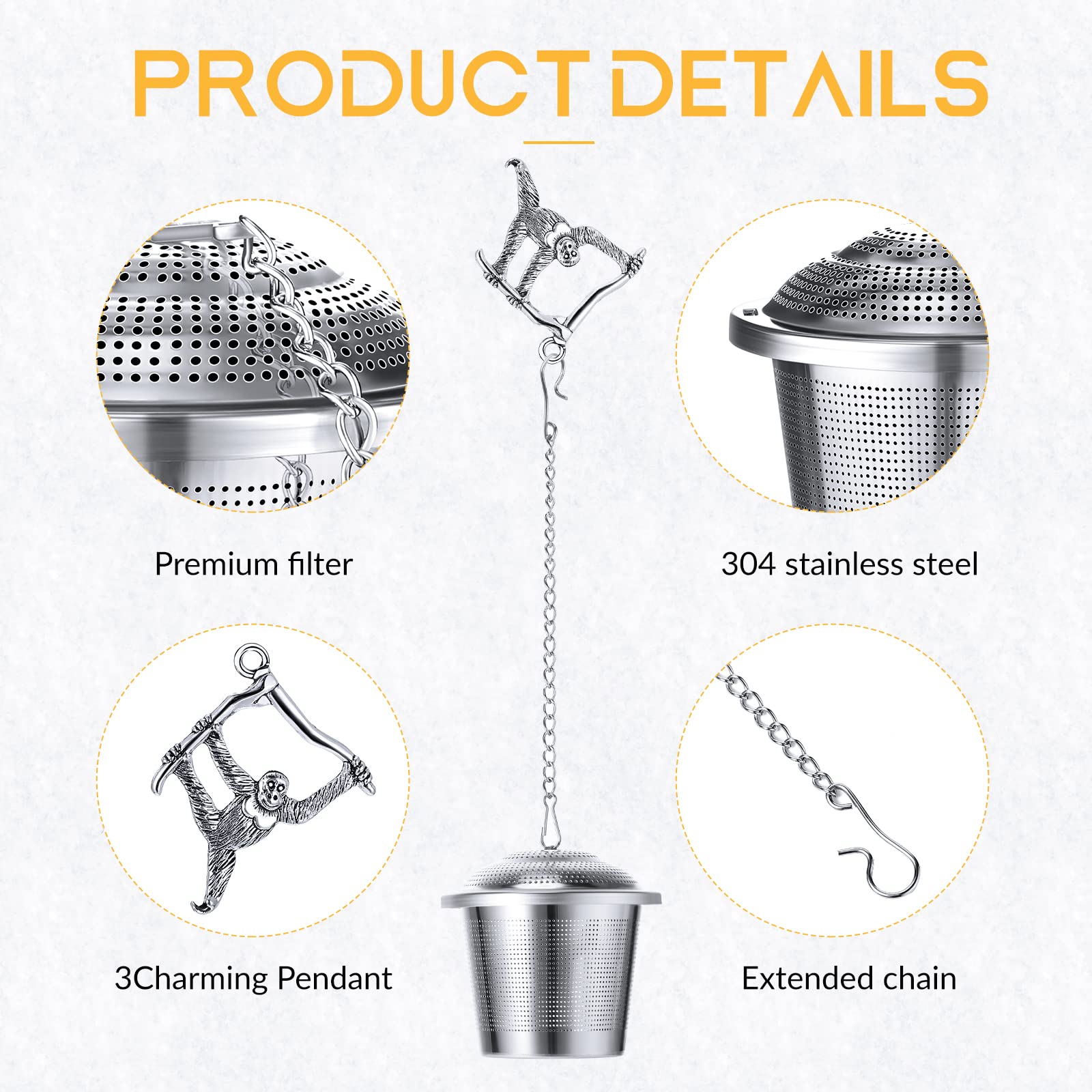 3 Pack Stainless Steel Tea Infusers with Drip Trays - Animal Shaped Loose Leaf Tea Strainer Balls for Tea Brewing | Perfect for Home, Office & Gift Giving