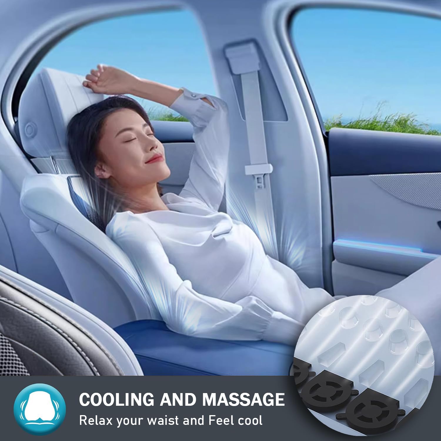 Premium Patchwork Leather 3-in-1 Car Seat Covers - Heating & Cooling System with 16 Built-in Fans | Universal Fit for Cars & SUVs | Winter Warm & Summer Cool Seat Protectors | Massage Function for Long Drives | Perfect for Commuting, Road Trips & Daily Use