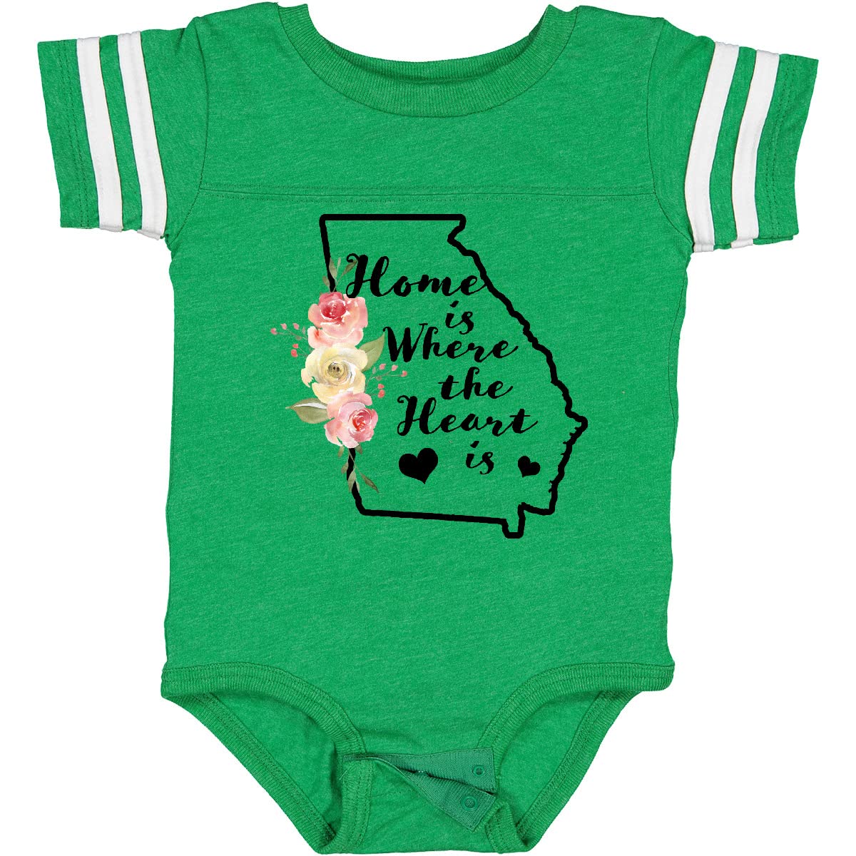 Inktastic Georgia Home Where The Heart Is Watercolor Floral Baby Bodysuit - Soft & Comfortable Cotton Onesie for Newborns, Infants & Toddlers - Perfect for Family Photos, Holidays & Everyday Wear