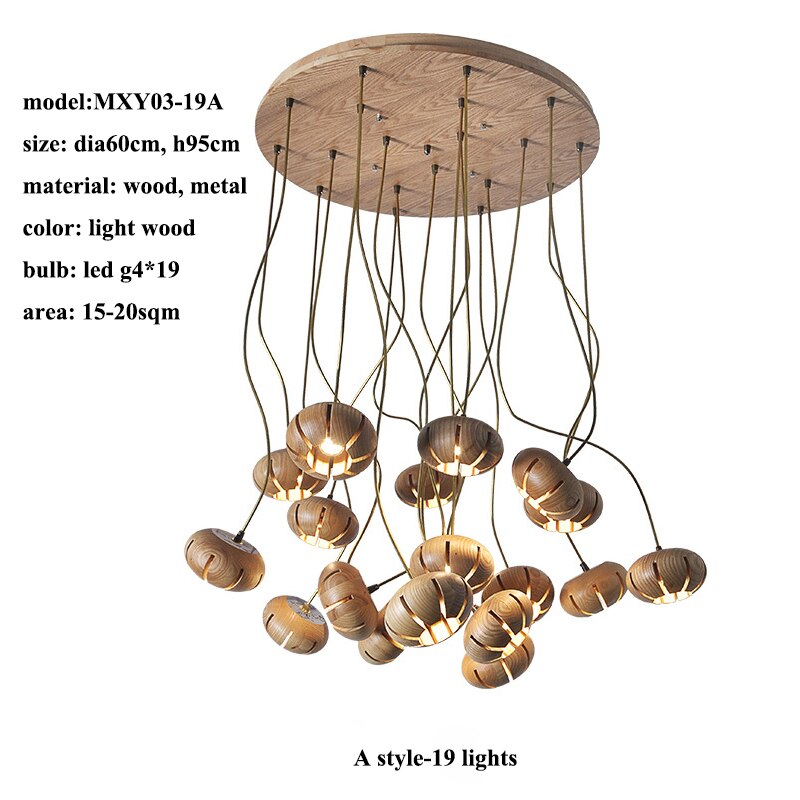 Elegant Wooden LED Chandelier - Modern Rustic Ceiling Light Fixture with Warm White Lighting | Perfect for Dining Room, Bedroom or Cabin Decor