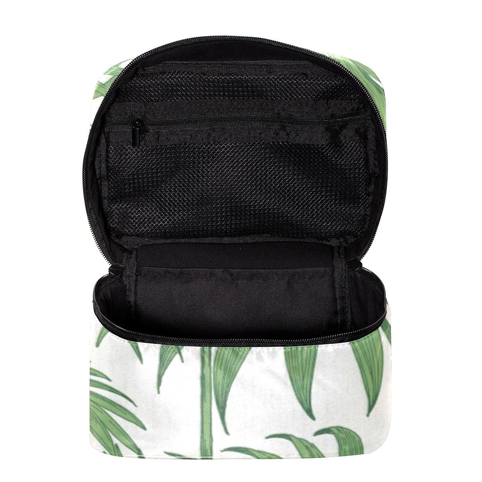 Large Tropical Green Palm Leaves Travel Makeup Bag - Waterproof Cosmetic Organizer Case with Zipper for Women & Girls | Perfect for Vacation, Beach Trips & Gym Essentials