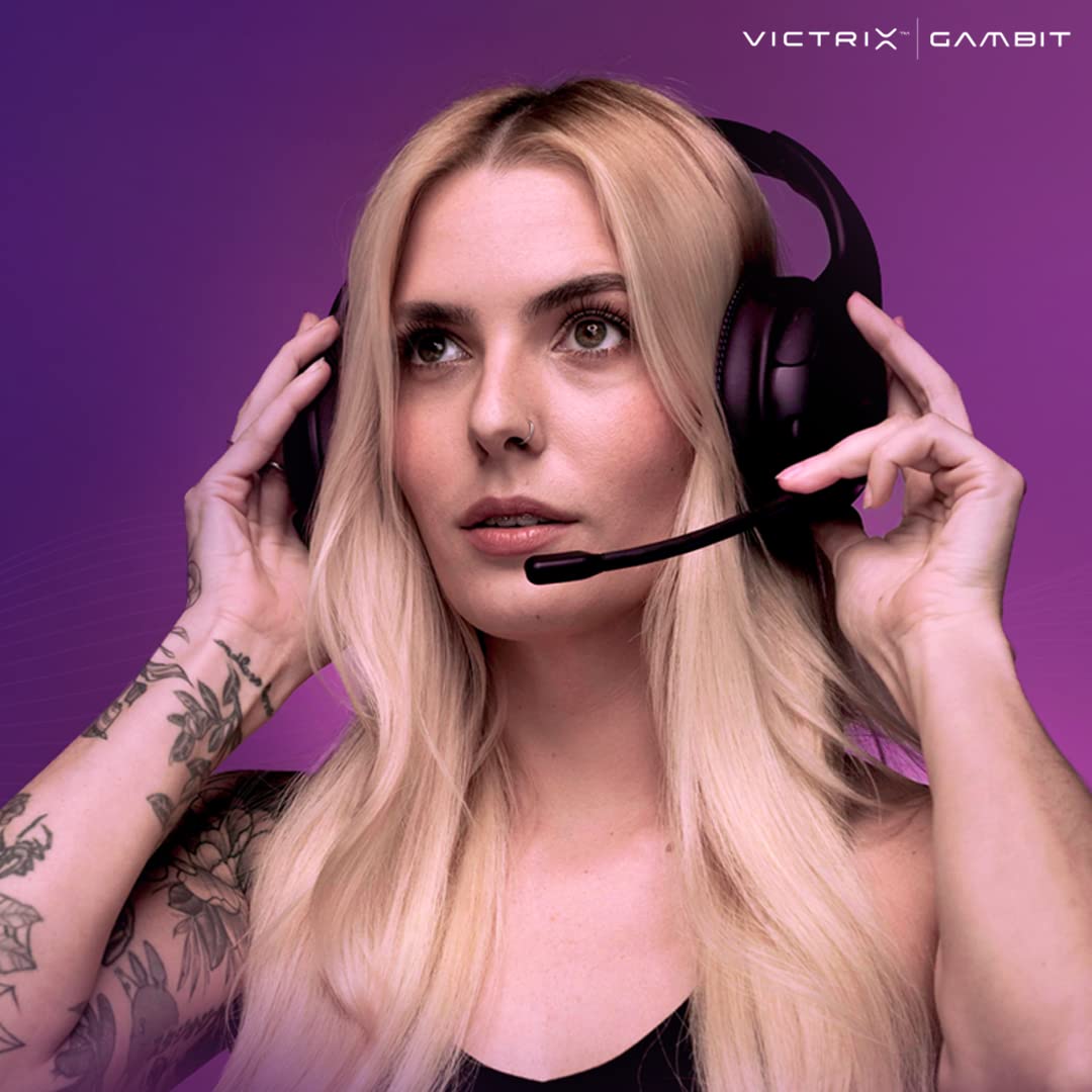 Victrix Gambit Black Wireless & Wired Gaming Headset with Noise-Cancelling Mic for PS4/PS5 - Pro Audio, Comfortable Over-Ear Design - Perfect for Esports, Streaming & Competitive Gaming