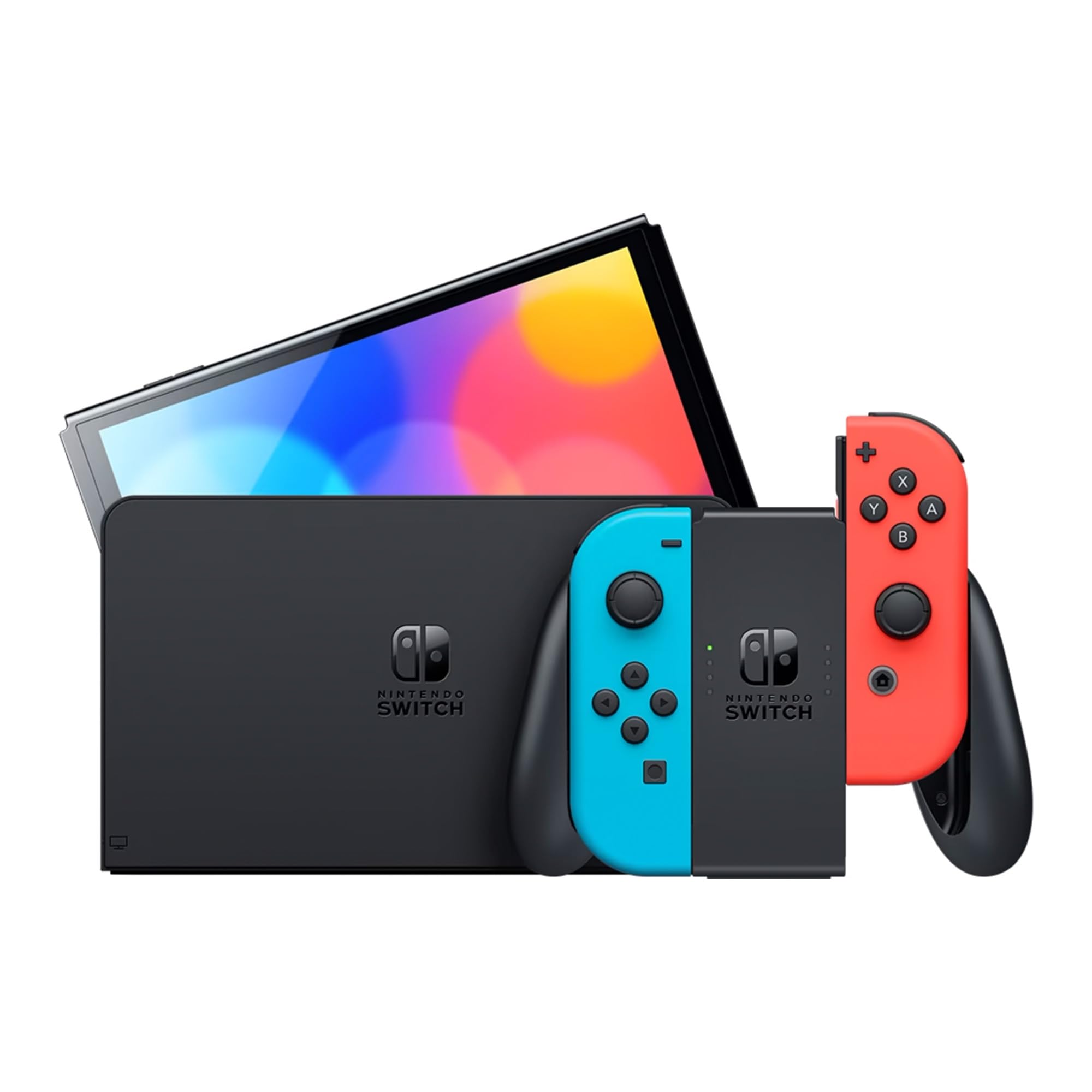 Nintendo Switch OLED Model (Neon Red/Blue) Bundle with Extra Joy-Con, Dock & Accessories | Includes Signature Series Case & Earphones | Perfect for Gaming on the Go, Travel & Family Entertainment