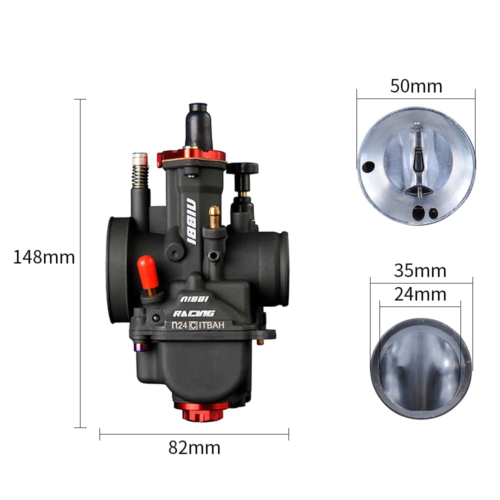 NIBBI 24mm PWK Carburetor for 125cc-150cc Motorcycle Engines - Compatible with Dirt Bikes, Mini Bikes, Pit Bikes & GY6 ATVs - Includes Carb Jets - High Performance Air Fuel Mixture for Off-Road Racing & Trail Riding