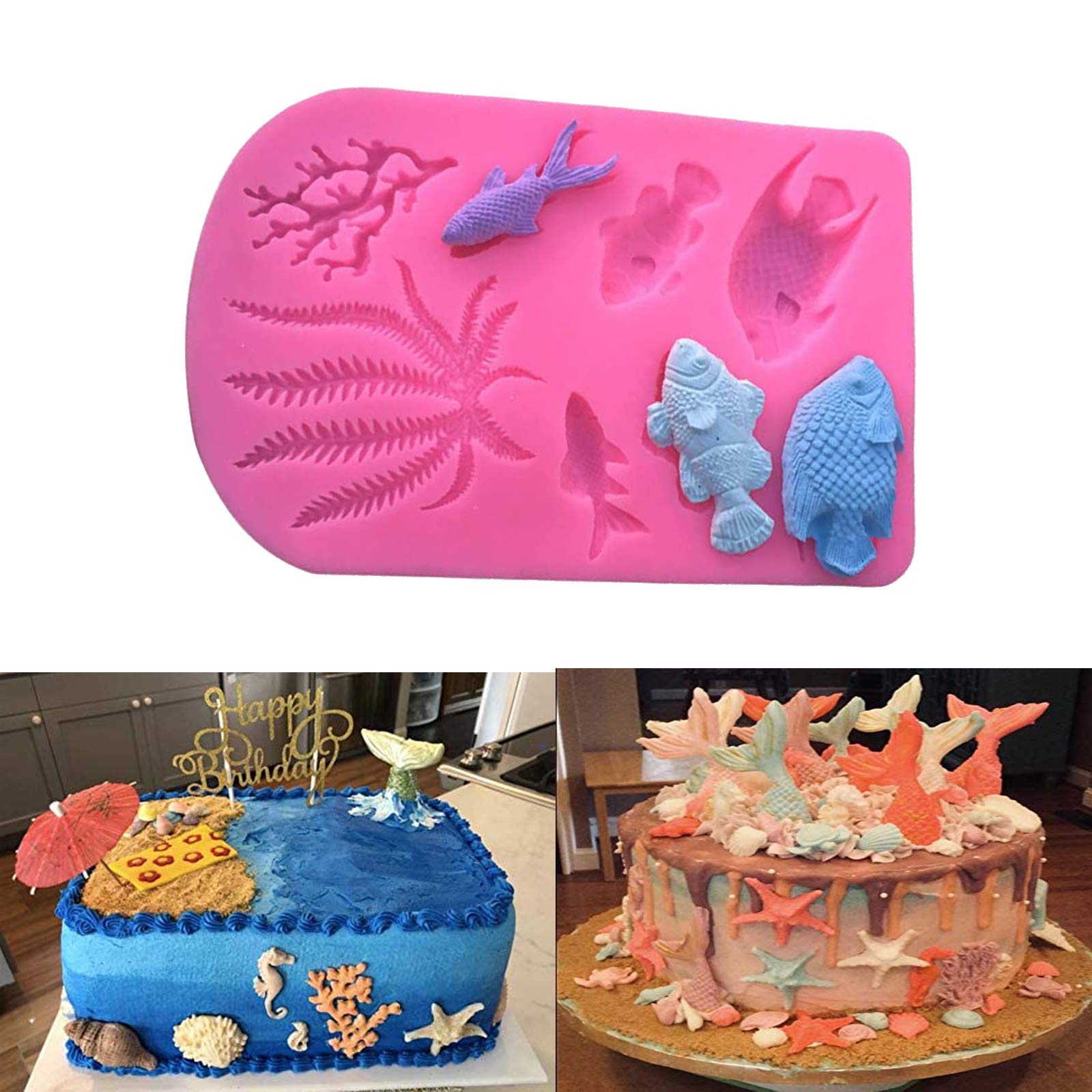 Under the Sea Fondant Cake Mold - Marine Theme Fish, Coral, Sea Cupcake Chocolate Mould for Cake Decorating, Candy, Polymer Clay & Sugar Crafts | Perfect for Ocean-Themed Birthday Parties, Baby Showers & Beach Weddings