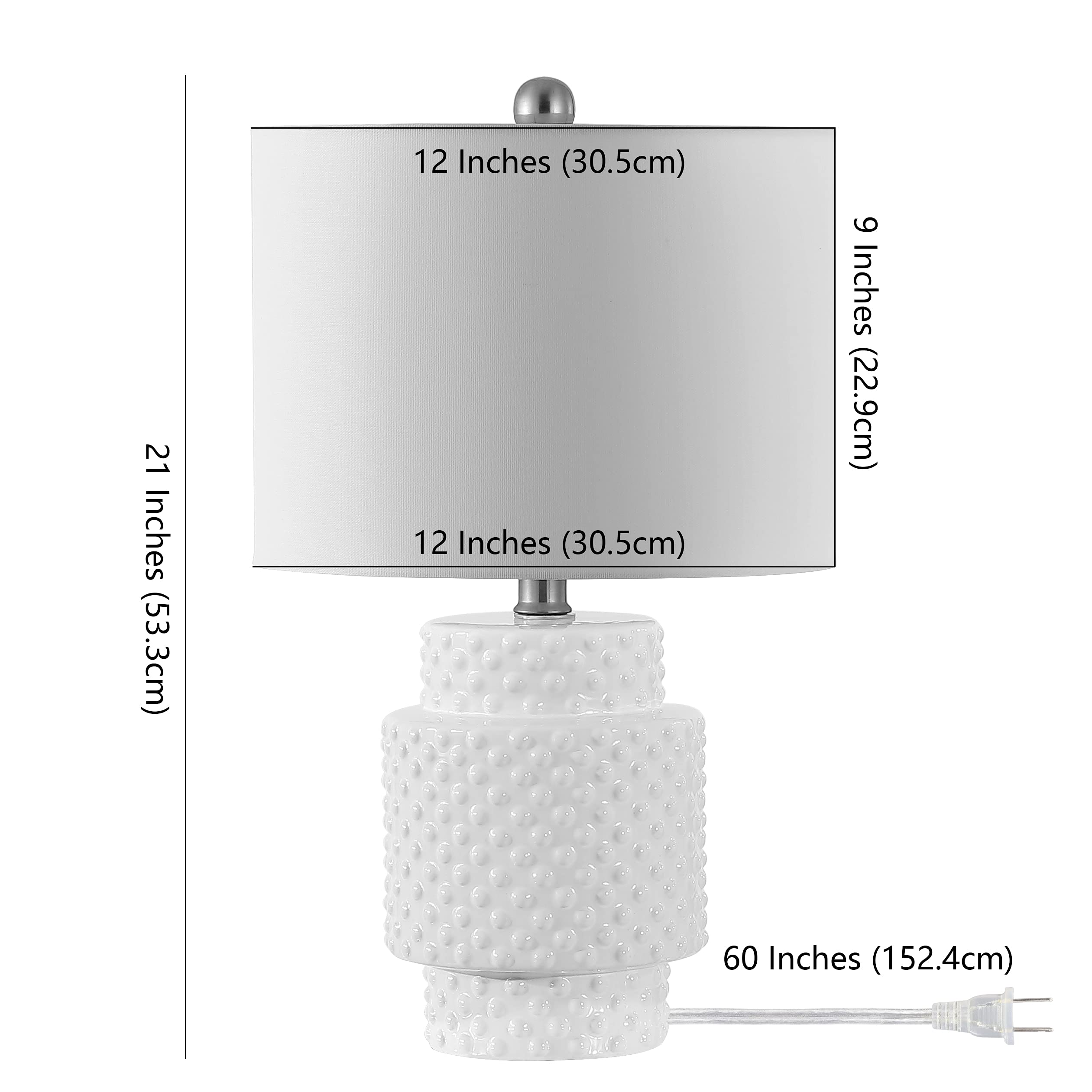 SAFAVIEH Lighting Collection Sonter Modern White 21-inch Table Lamp Set of 2 with LED Bulbs - Perfect for Bedroom, Living Room, Home Office & Nightstand Lighting