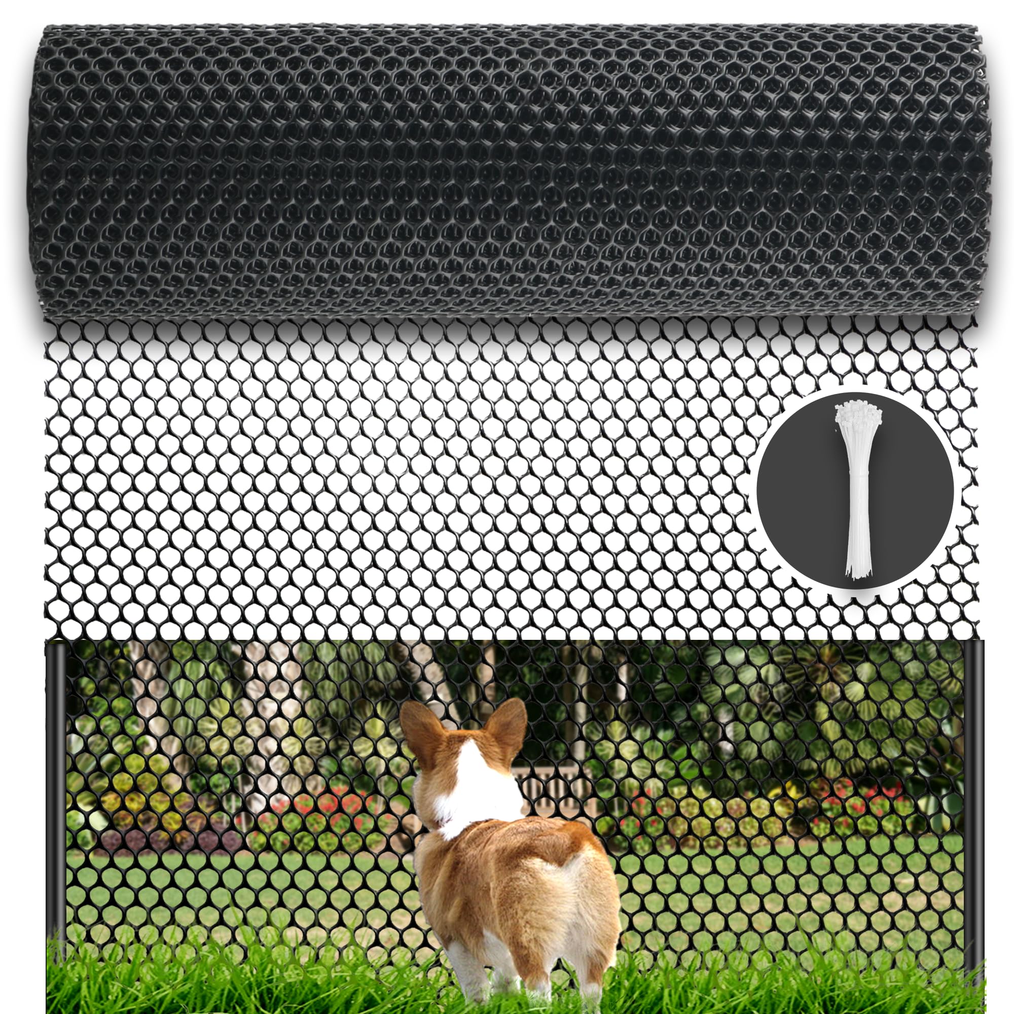 Black Plastic Wire Mesh Fence Roll - 15.7