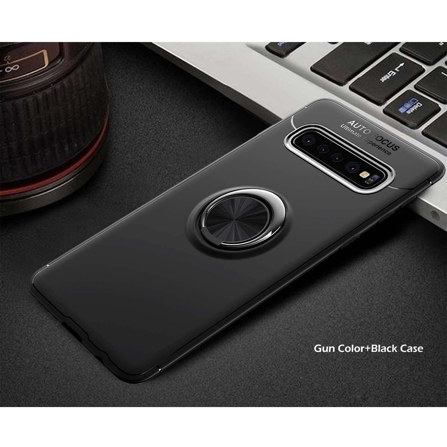 Samsung Galaxy S10 Case with Rotatable Metal Ring Kickstand & Magnetic Car Mount - Shockproof, Anti-Scratch, Ultra-Slim Protective Phone Cover (Black) - Perfect for Hands-Free Viewing, Driving & Daily Protection
