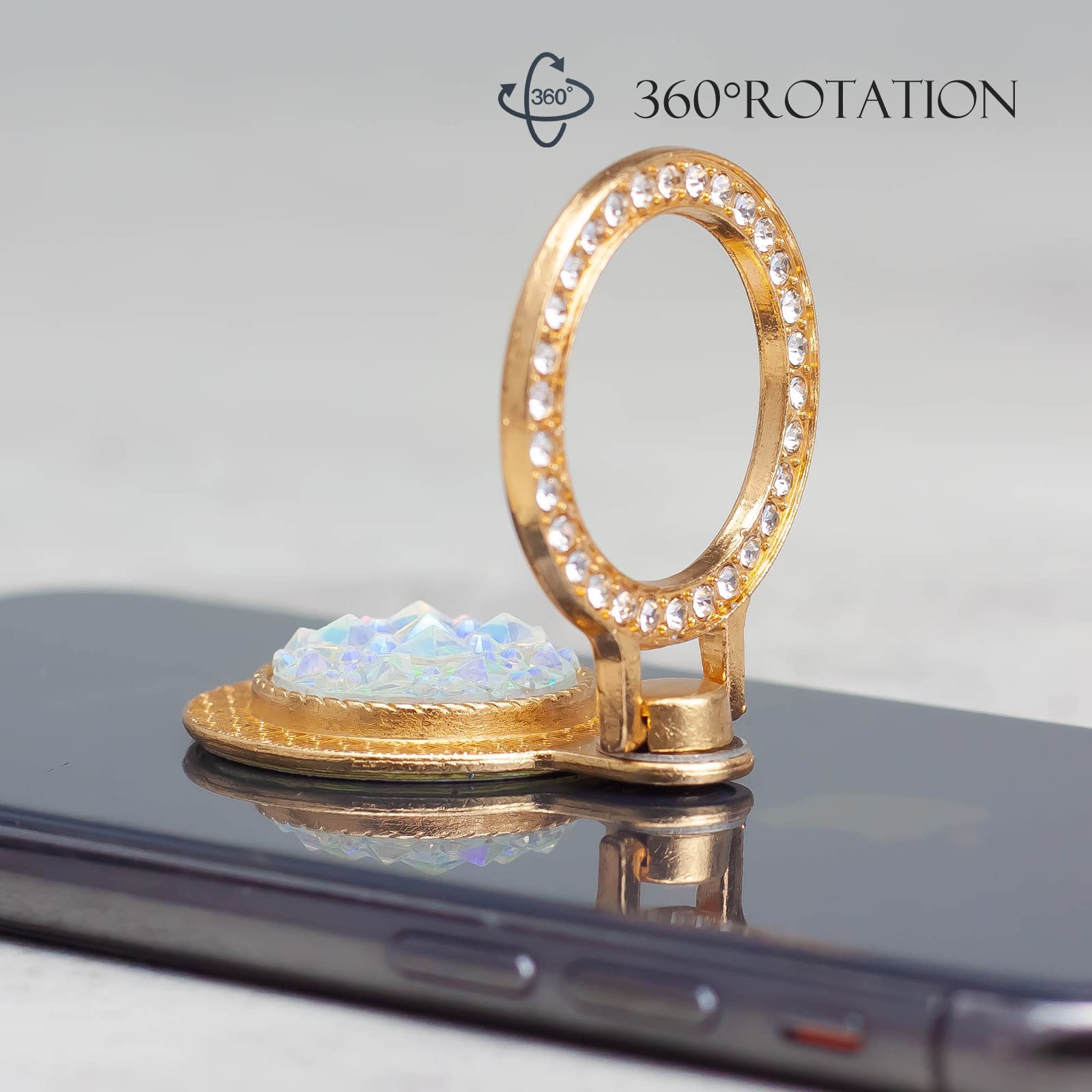 2-Pack Sparkling Rhinestone Phone Ring Holder - Bling Bling Grip Stand with Glitter Gemstones for Cell Phones & Tablets | Perfect for Secure One-Handed Use While Texting, Taking Photos, or Watching Videos