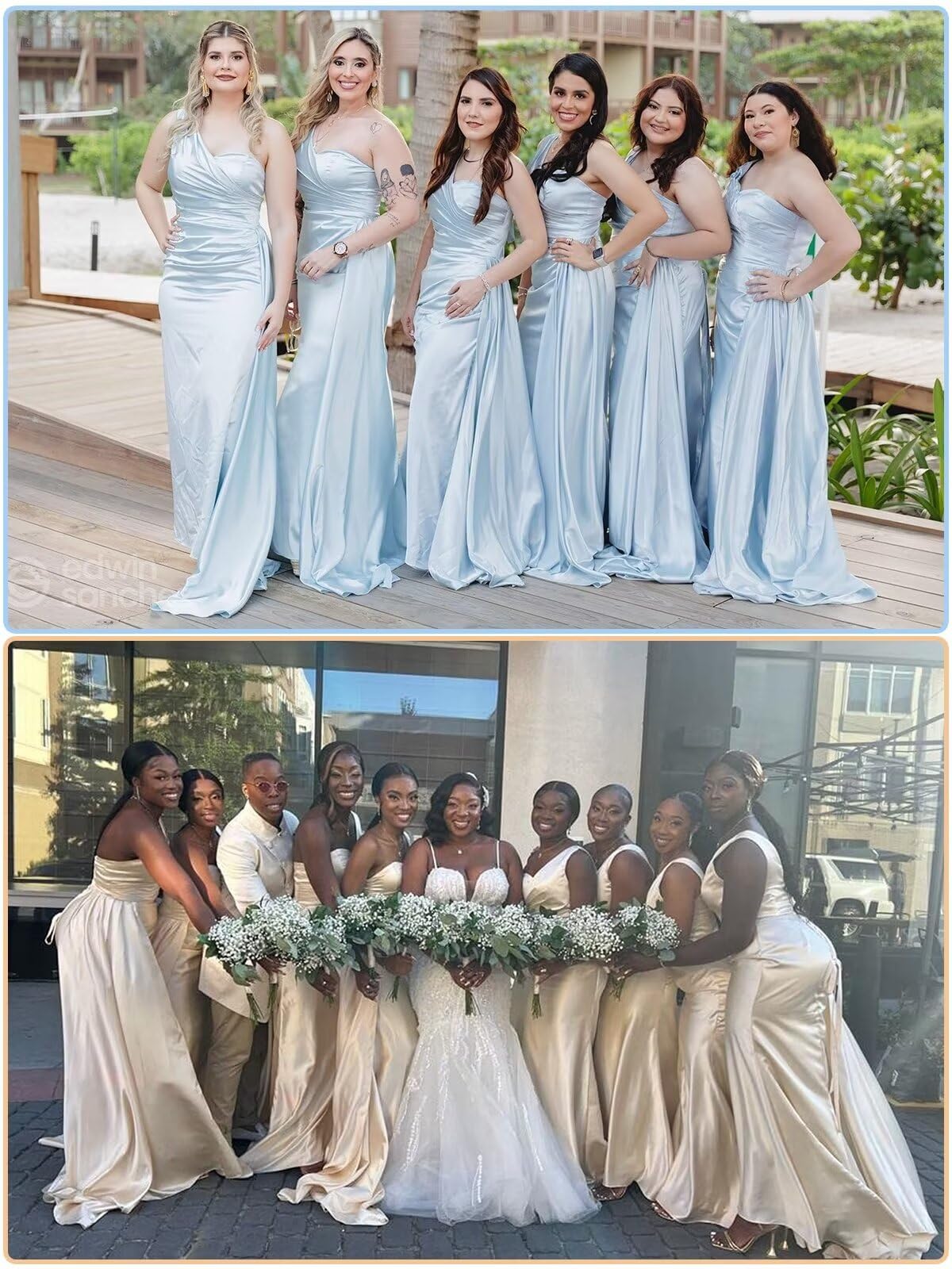 Alikey Mermaid Bridesmaid Dresses - Long One Shoulder Satin Prom Gowns for Women | Wedding Guest Dresses with Train in Red | Perfect for Beach Weddings, Formal Events & Evening Parties