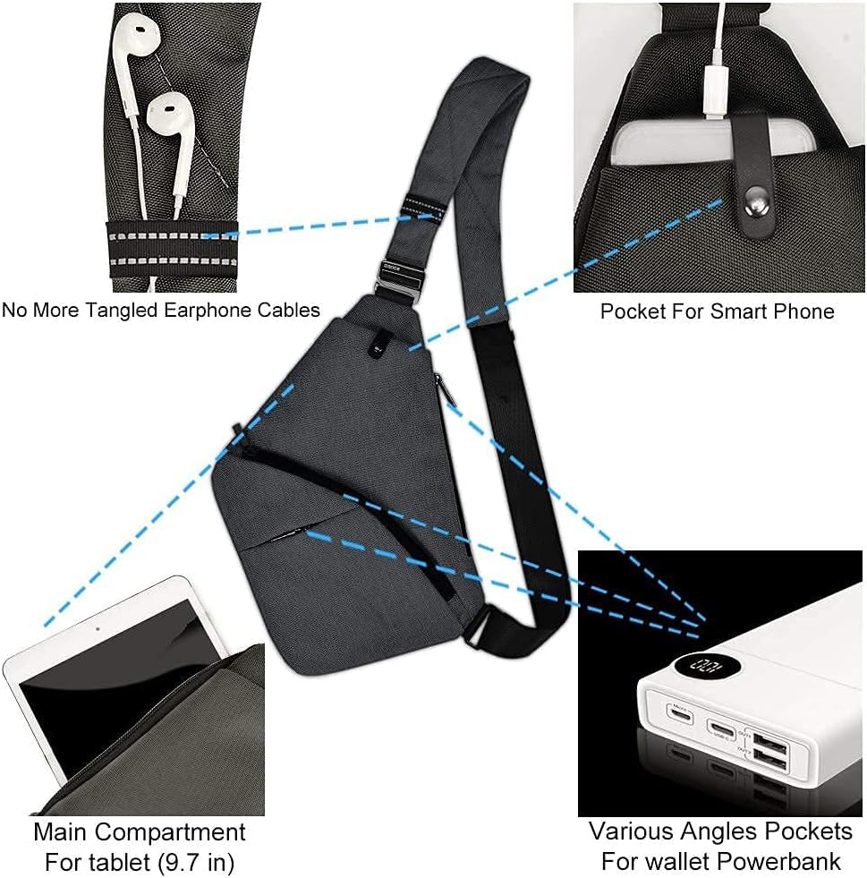 Anti-Theft Men's Sling Bag - Lightweight Crossbody Shoulder Bag for Travel, Gym & Daily Use | Durable Casual Messenger Bag for Work, Hiking & Outdoor Activities