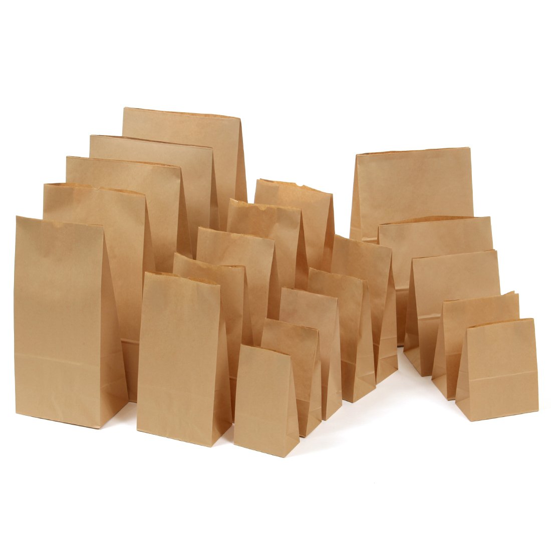 Eco-Friendly Takeyama XZT00387 Kraft Paper Bags - 100 Unbleached Square Bottom Gusseted Bags (12