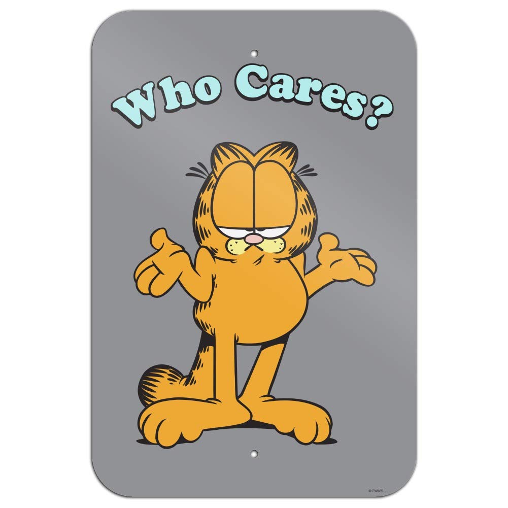 Garfield 'Who Cares?' Funny Office Wall Sign - Motivational Decor for Home & Business - Perfect for Work Desks, Break Rooms & Home Offices