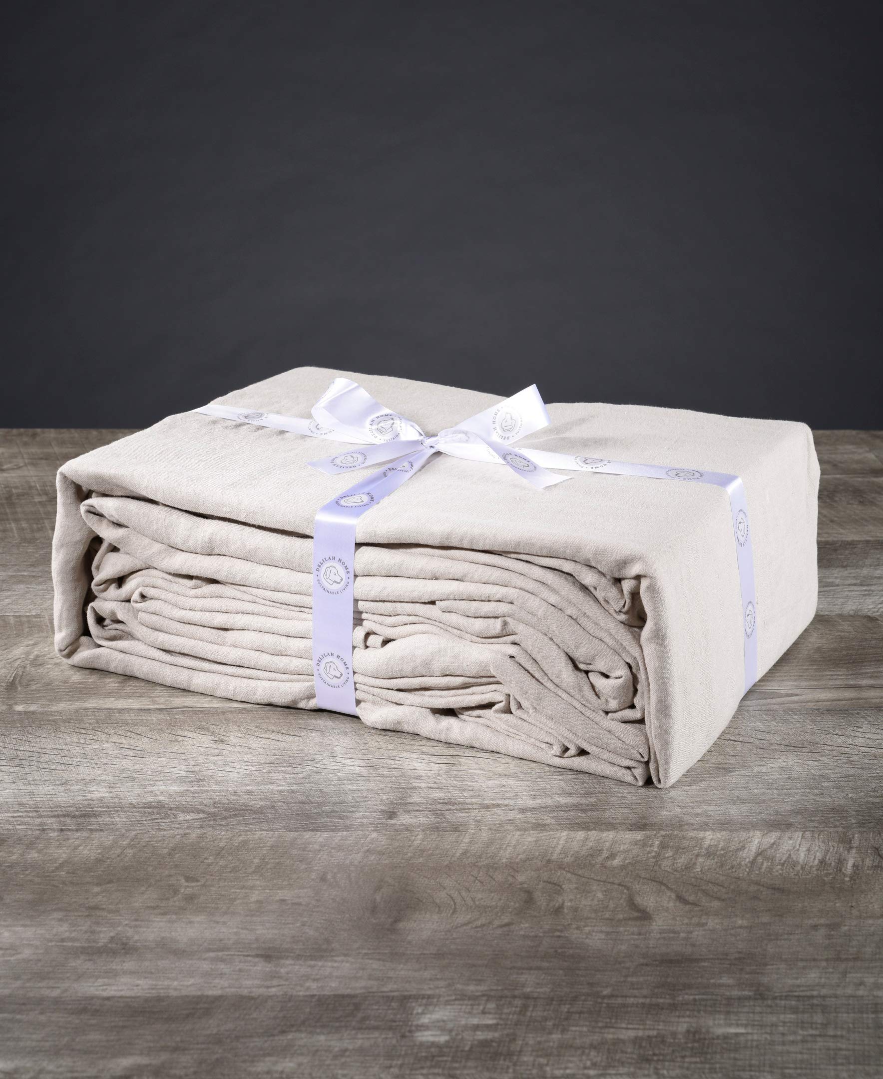 Delilah Home 100% Organic Hemp Bed Sheets - Queen Size, Natural Color | Eco-Friendly & Breathable Luxury Bedding for Hot Sleepers & Sustainable Living