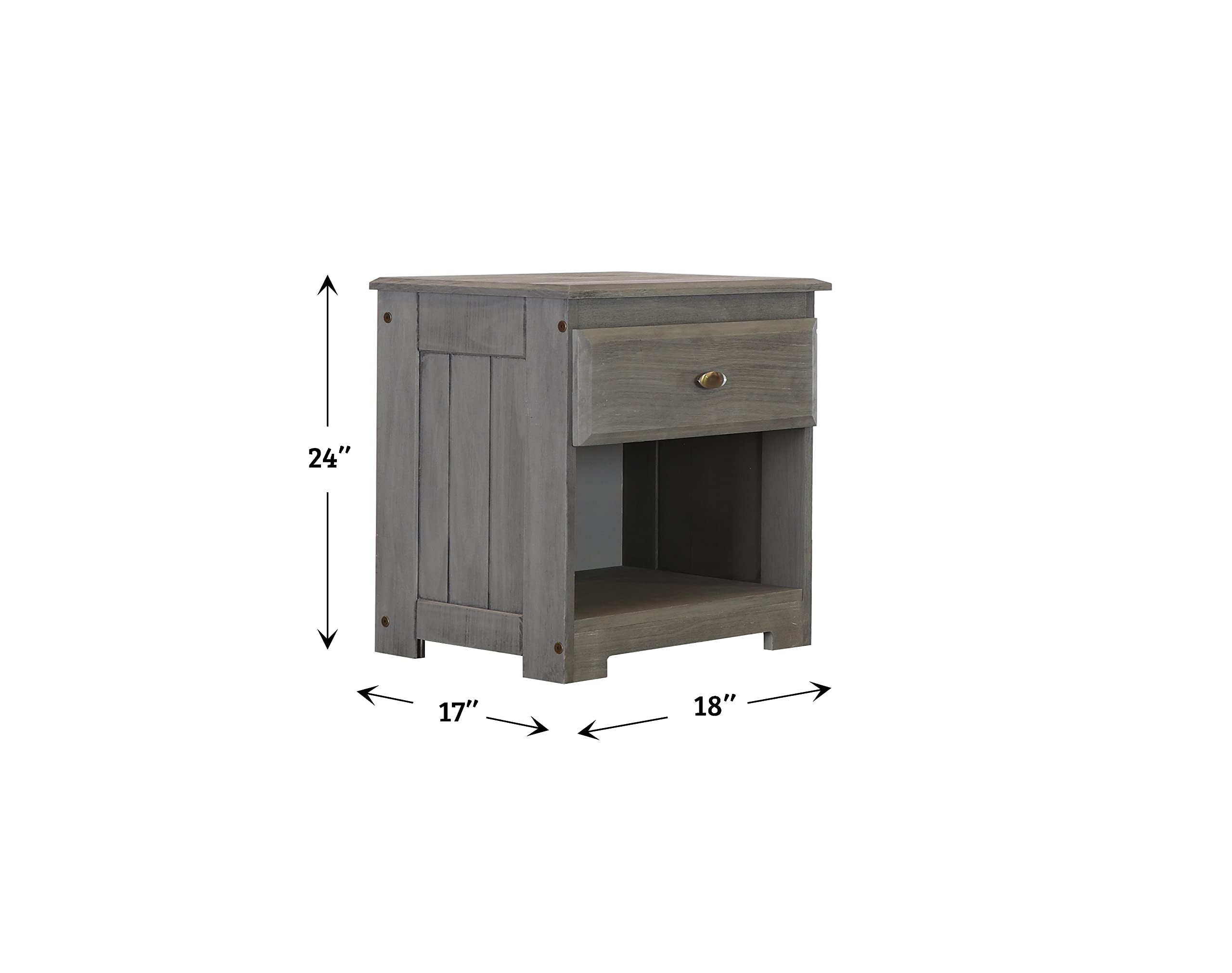 Discovery World Furniture 1 Drawer Nightstand in Charcoal - Modern Bedside Table for Bedroom, Living Room & Guest Room - Compact Storage Solution with Sleek Charcoal Finish