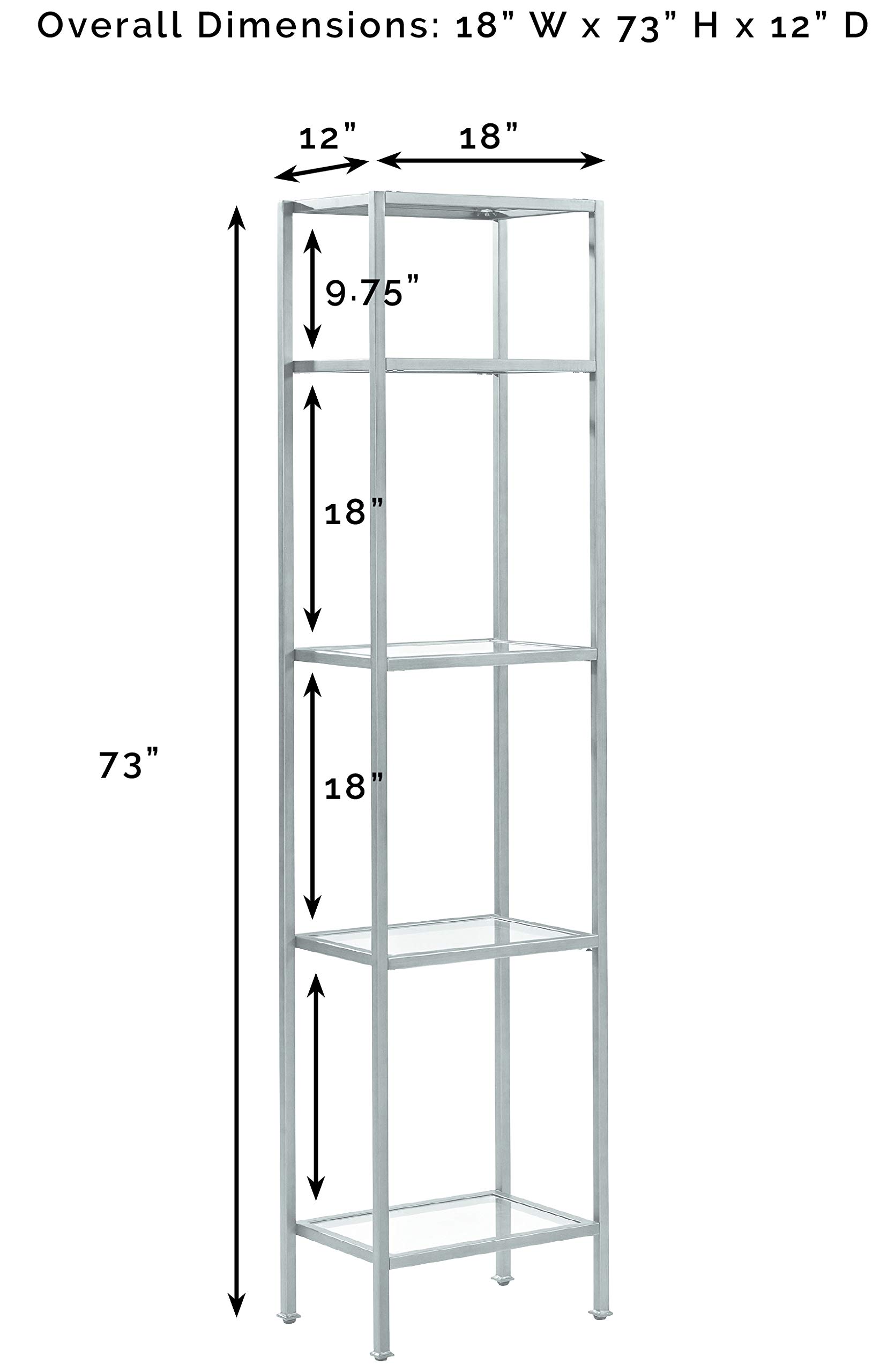 Crosley Furniture Aimee Narrow Bookshelf with Glass Shelves - Modern Bookcase Storage in Oil-Rubbed Bronze for Living Room, Office & Bedroom Organization