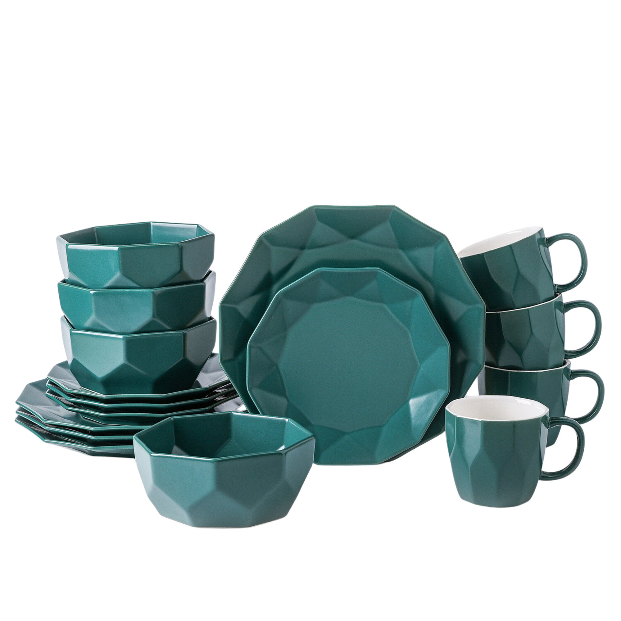 Premium Jamie Porcelain Dinnerware Set - Elegant Green 16-Piece Dinnerware for Formal Dining, Entertaining & Everyday Use