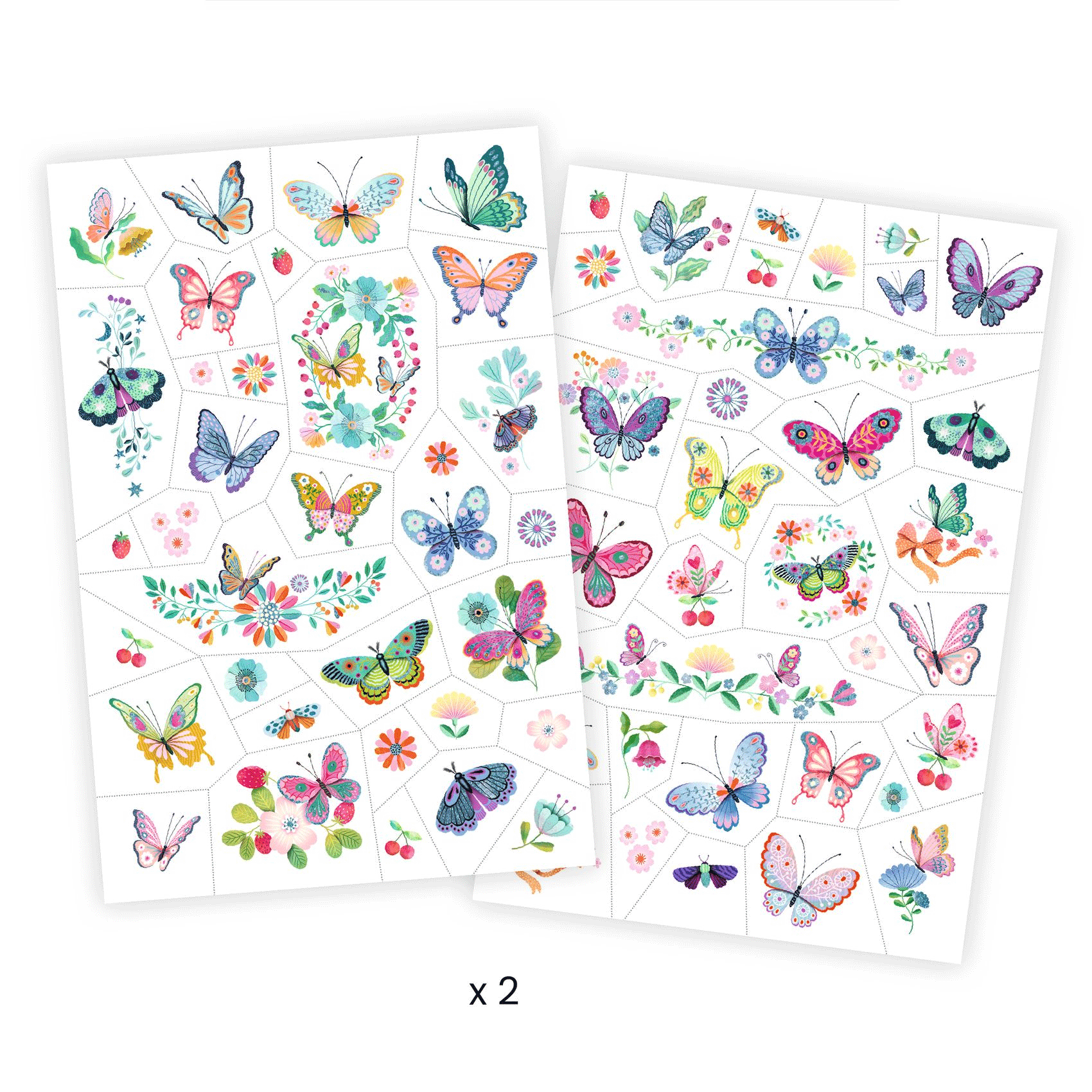 Dream Butterflies Temporary Tattoos by Djeco - Beautiful Body Art for Kids & Adults, Perfect for Parties, Festivals & Costume Events
