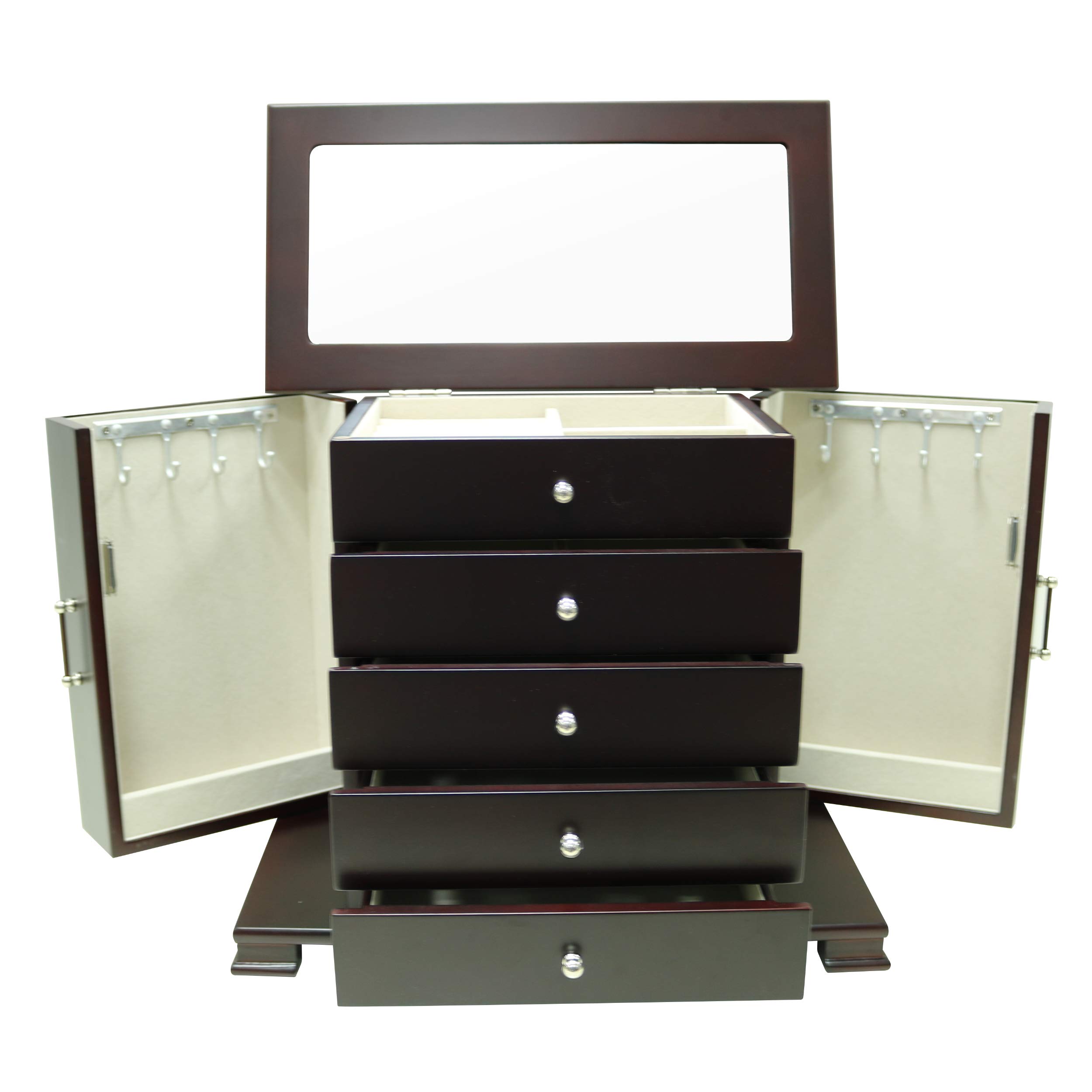Modern Jewelry Box for Women - Elegant Wooden Ring & Necklace Organizer - Perfect for Home, Travel & Gift Giving