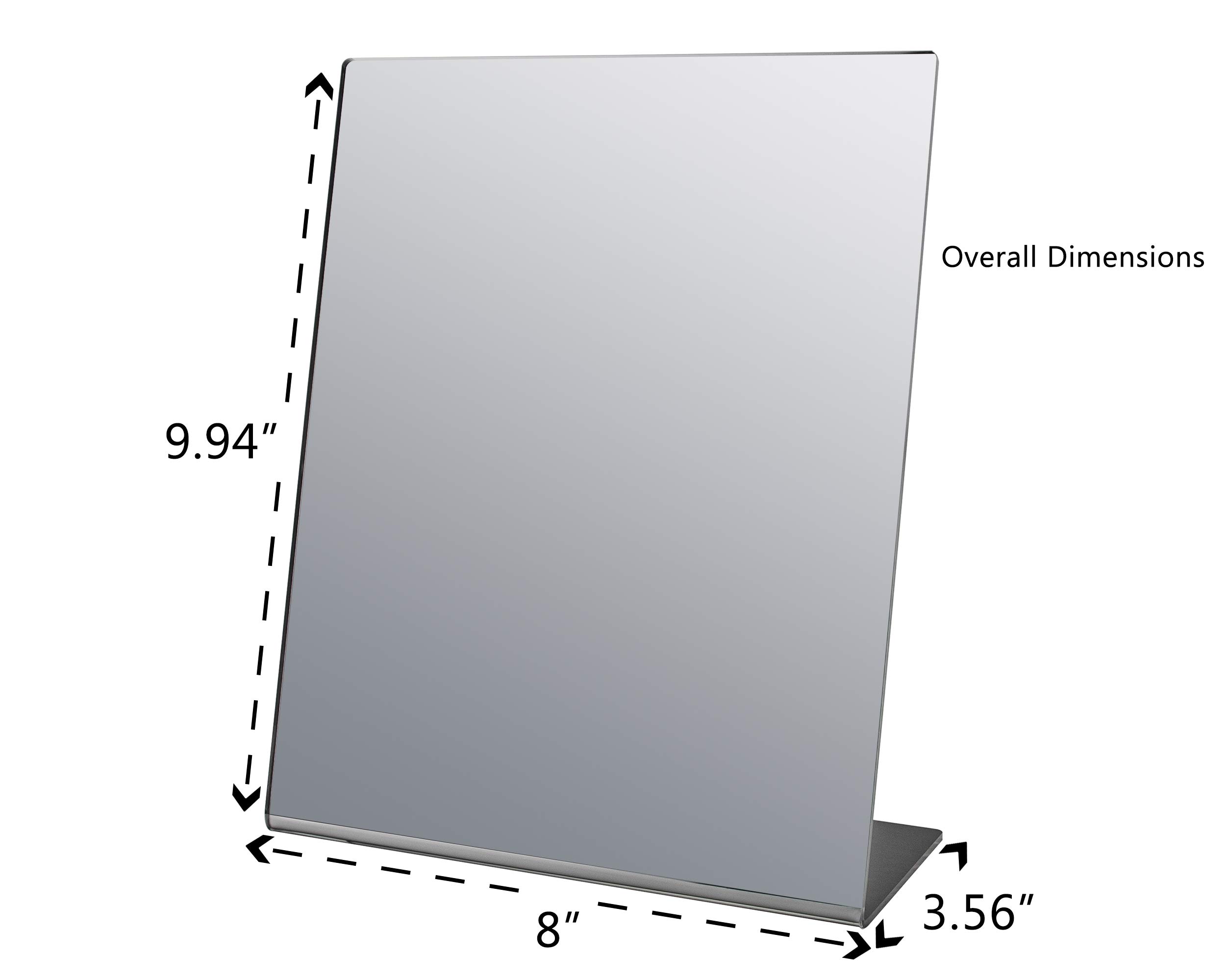 2 Pack Acrylic Mirror 8” x 10” - Counter Slanted Back L Shape Mirrors for Jewelry Shop, Hair Salon & Piercing Kiosk - No Assembly Needed - Perfect Travel, Locker & Desk Makeup Mirrors for Home & Professional Use